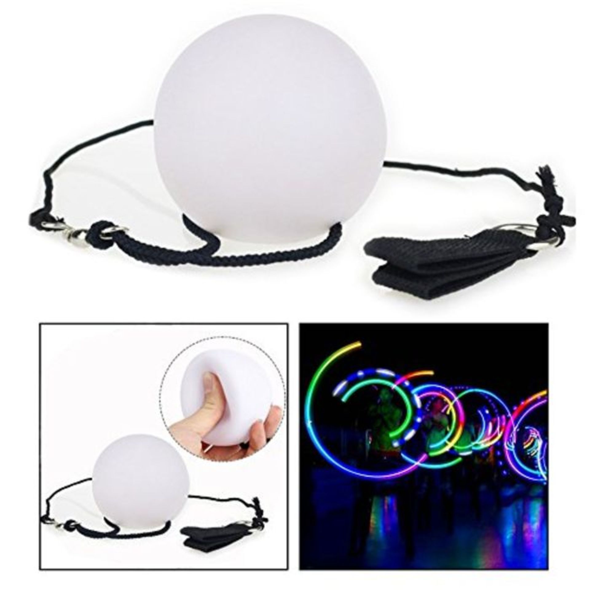 OFKPO One Pair LED Glow POI Juggling Thrown Balls PVC Colorful Ball for Indoor or Outd