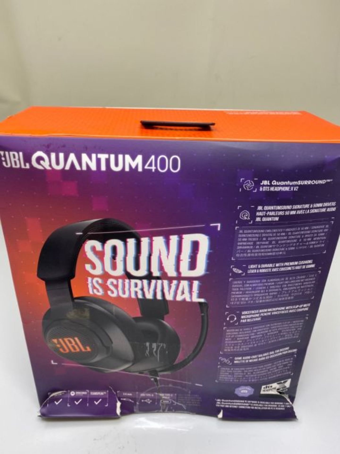 RRP £66.00 JBL Quantum 400 Wired Over-Ear Gaming Headset with Microphone and RGB, PC, PS Compatib - Image 2 of 3