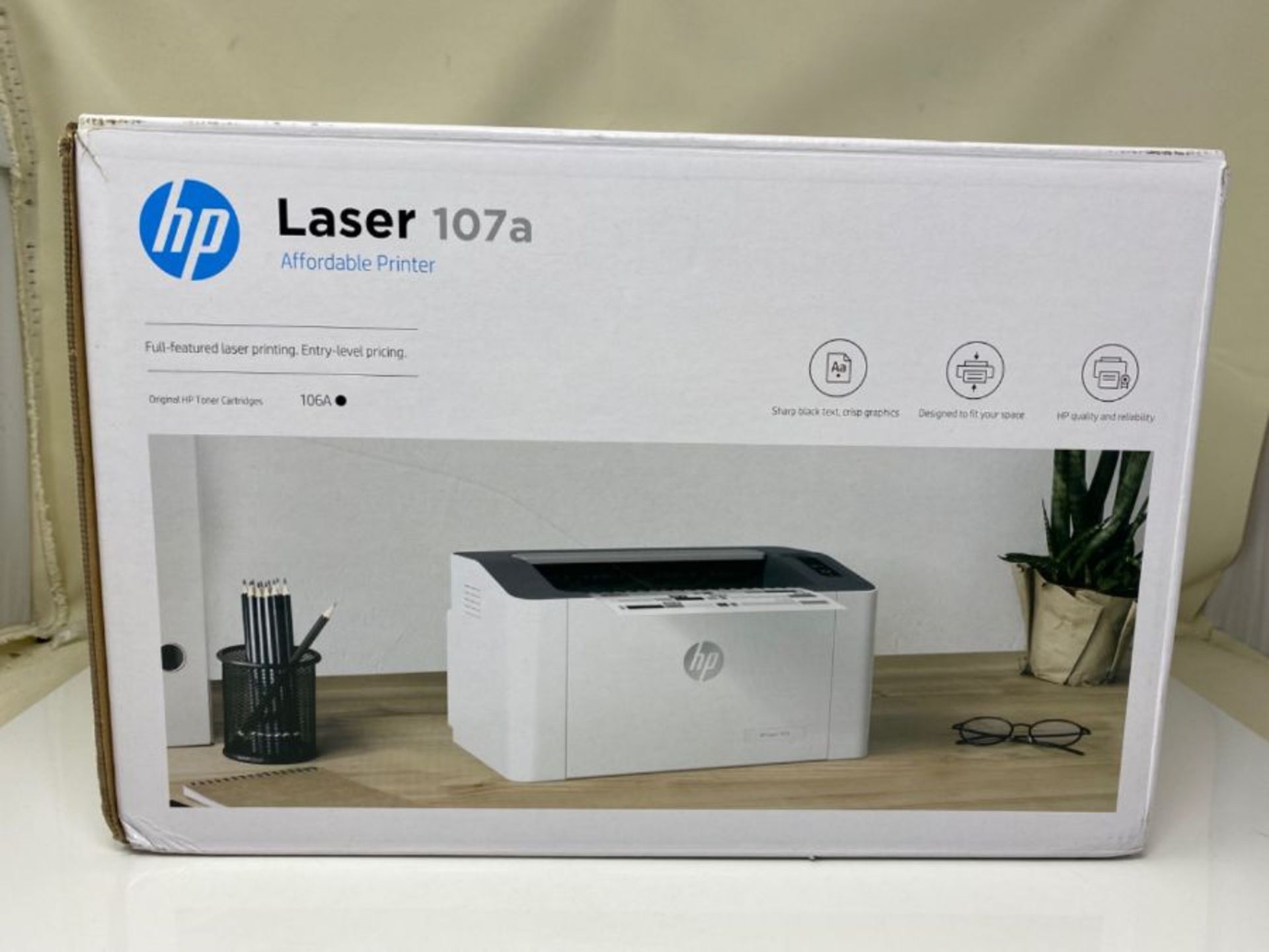 RRP £100.00 HP LaserJet 107a Mono Printer - White - Image 2 of 3