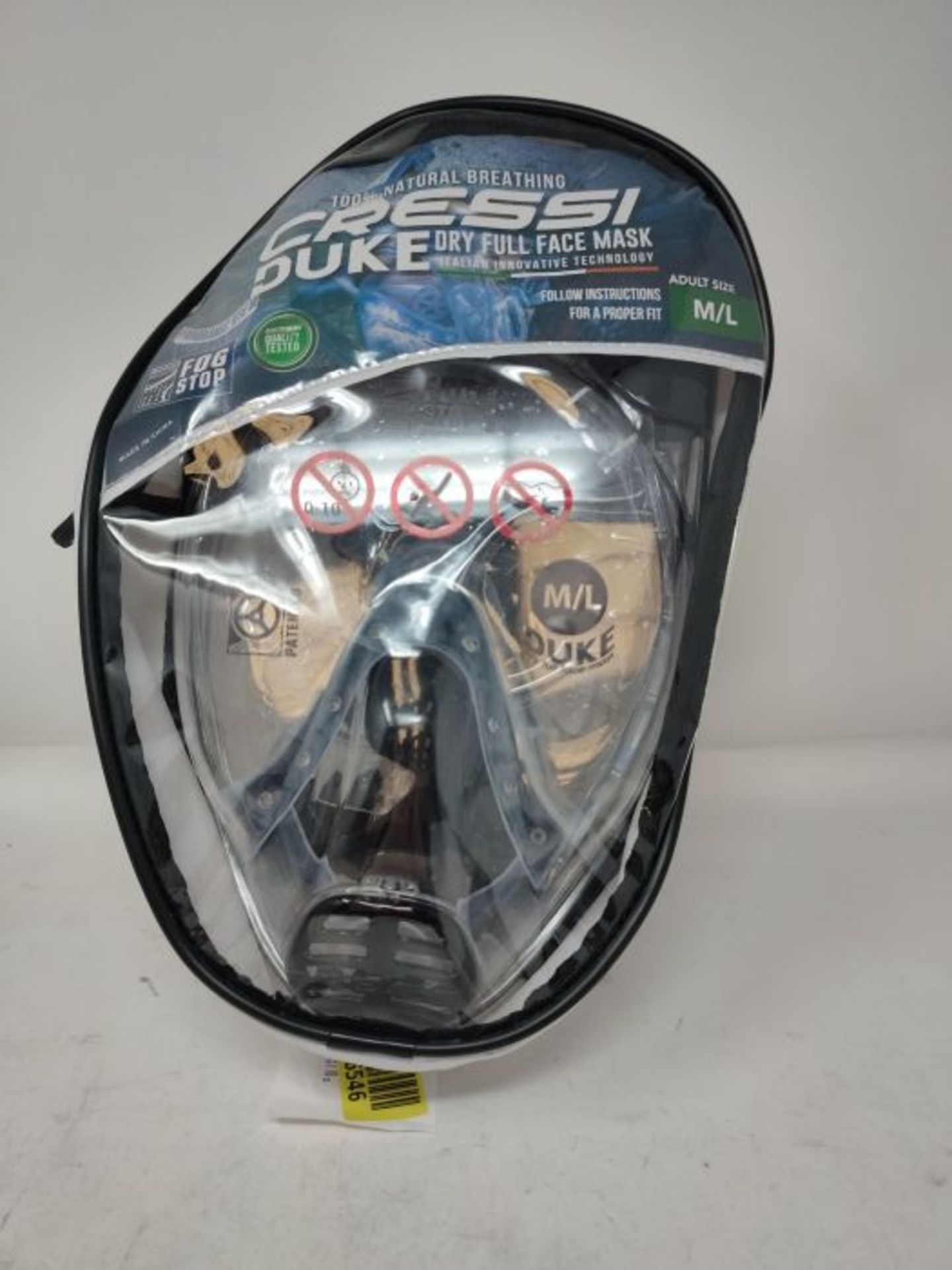 Cressi Duke Full Face Mask for Vision Snorkeling Whit Dry Tube, Transparent/Black, M/L - Image 2 of 3