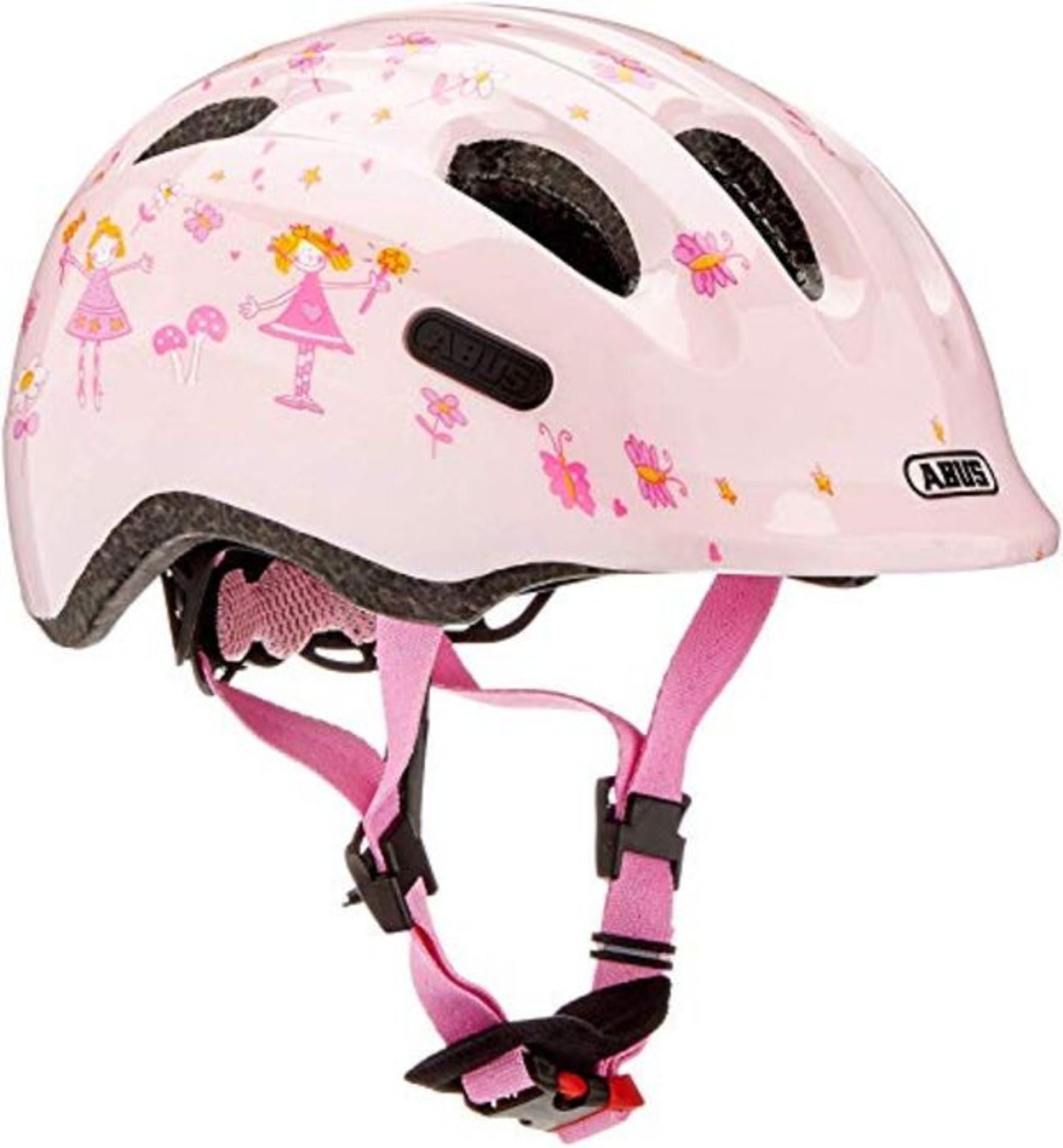 ABUS Smiley 2.0 Kinderhelm - Robuster Fahrradhelm für Mädchen und Jungs - Rosa mit P