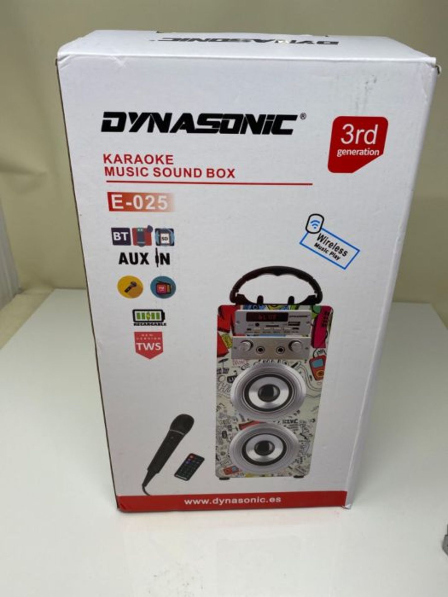 DYNASONIC - (3rd Gen) Portable Bluetooth Speaker with Karaoke Mode and Microphone, FM - Image 2 of 3