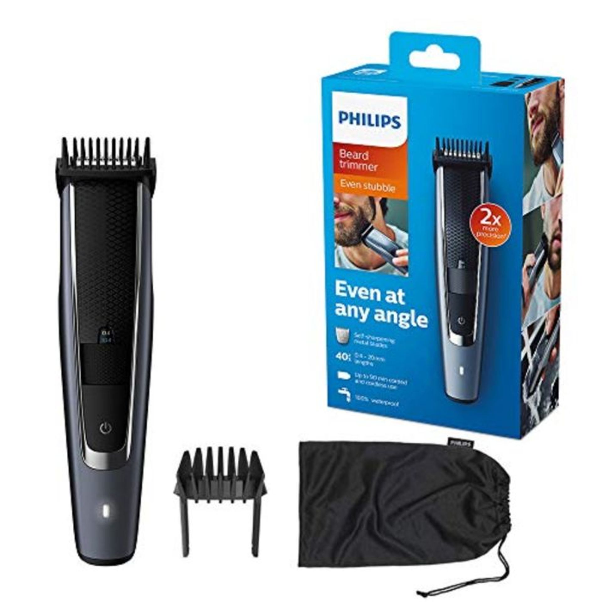Philips Beard & Stubble Trimmer/Hair Clipper for Men, Series 5000, 40 Length Settings,