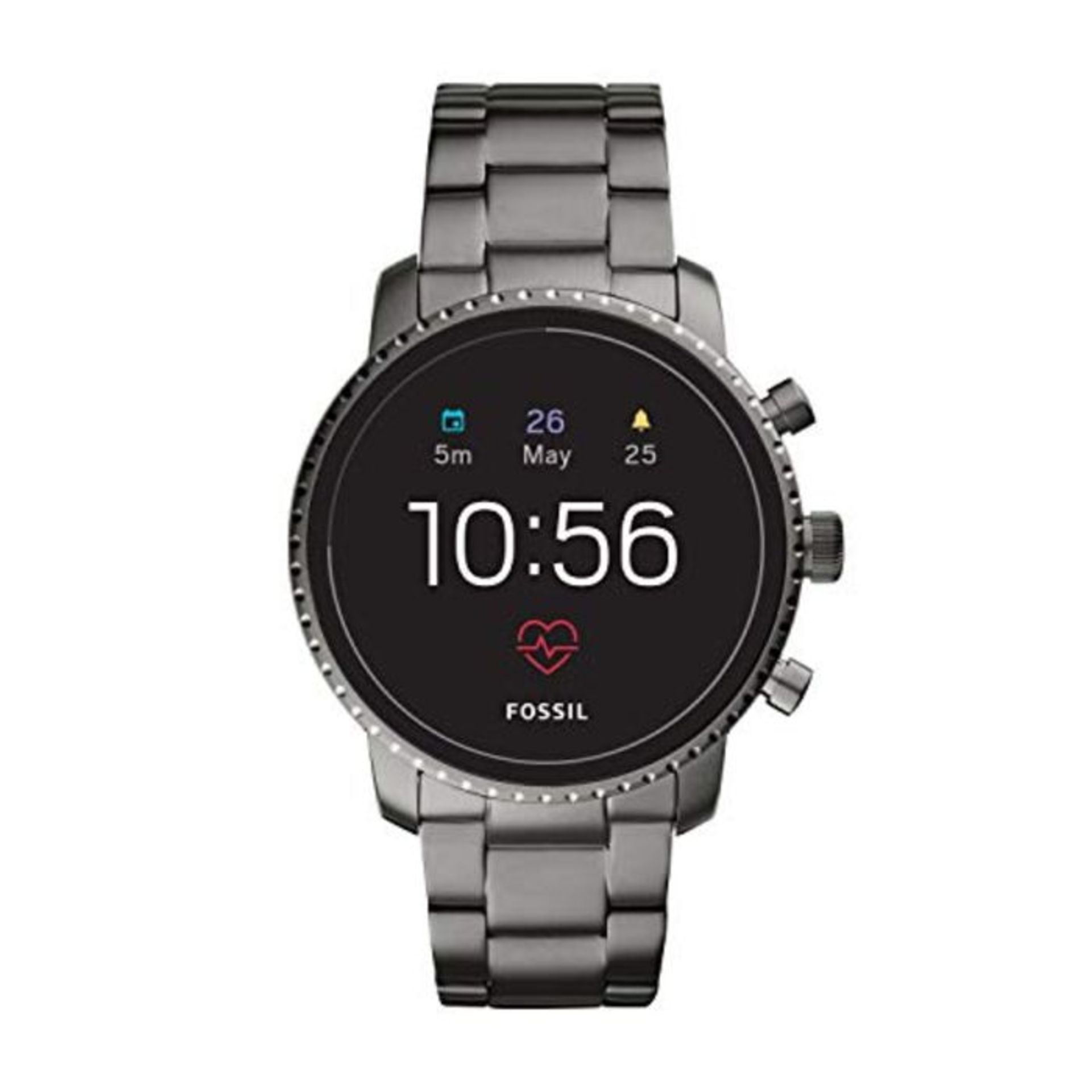 RRP £239.00 Fossil FTW4012 Men's Gen 4 Explorist HR Silicone Touchscreen Smartwatch ,Smoke