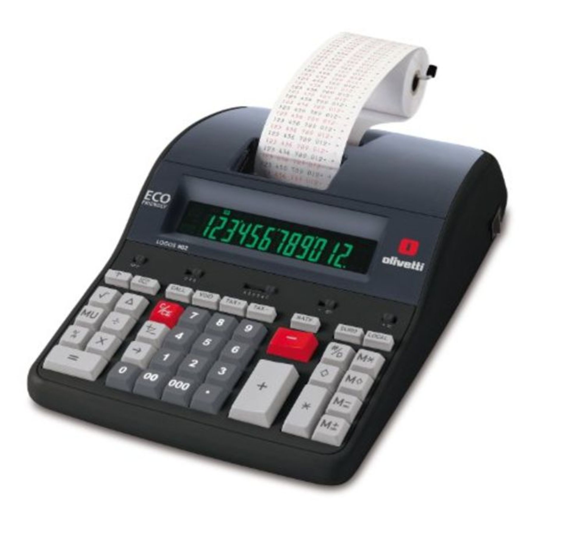 RRP £64.00 Olivetti Logos 802 Desktop Printing Calculator, Tilted Display, Printing Functionality