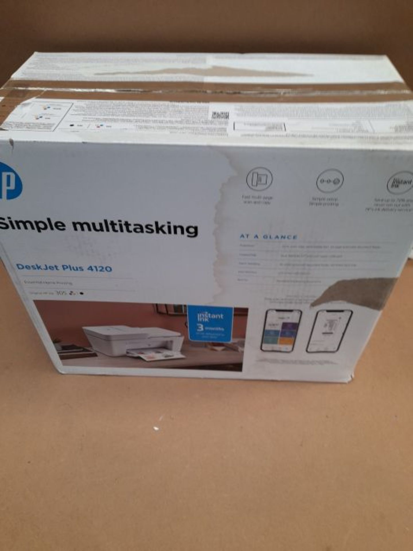 RRP £59.00 HP DeskJet Plus 4120 All-in-One Printer with Wireless Printing, Instant Ink with 3 Mon - Image 2 of 3