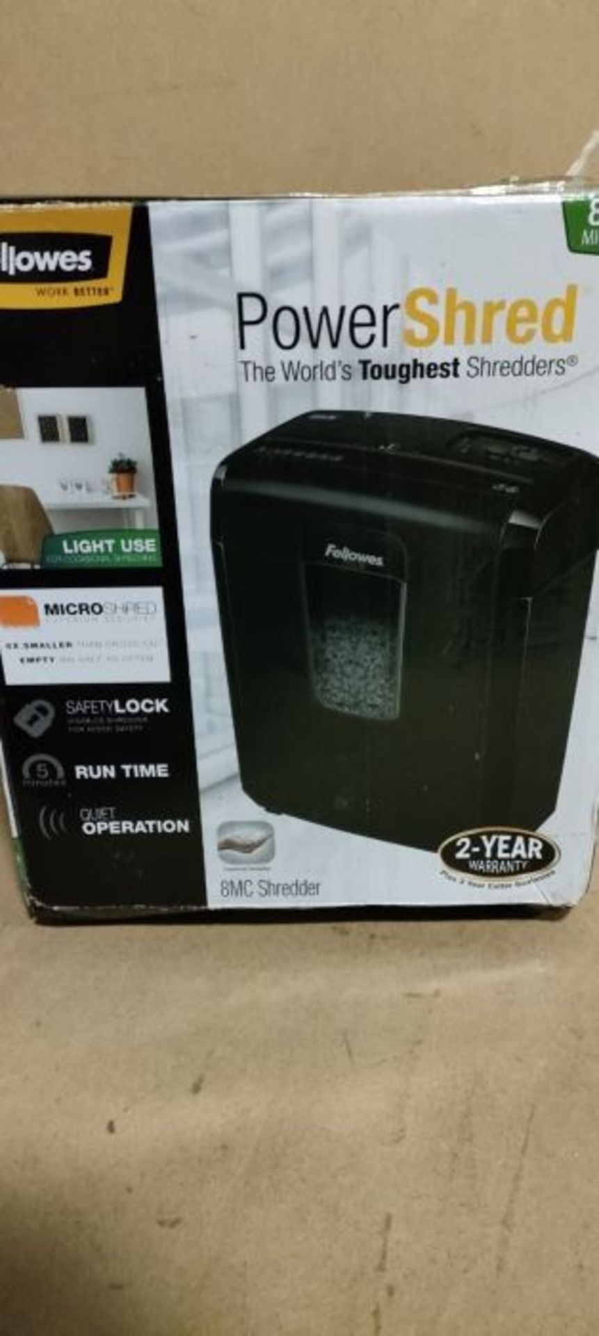 RRP £69.00 Fellowes Powershred 8Mc, 8 Sheet Micro-Cut Personal Paper Shredder with Safety Lock fo - Image 2 of 3