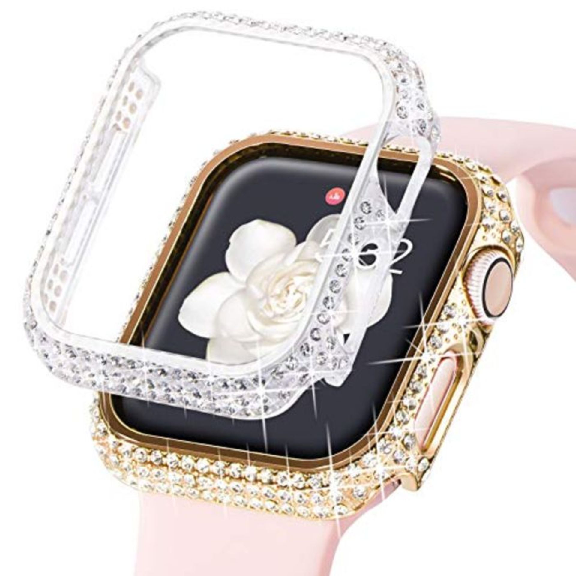 Wingle Compatible with Apple watch Case Series 6,5,4, 44mm, Lady Shiny Diamond Protect