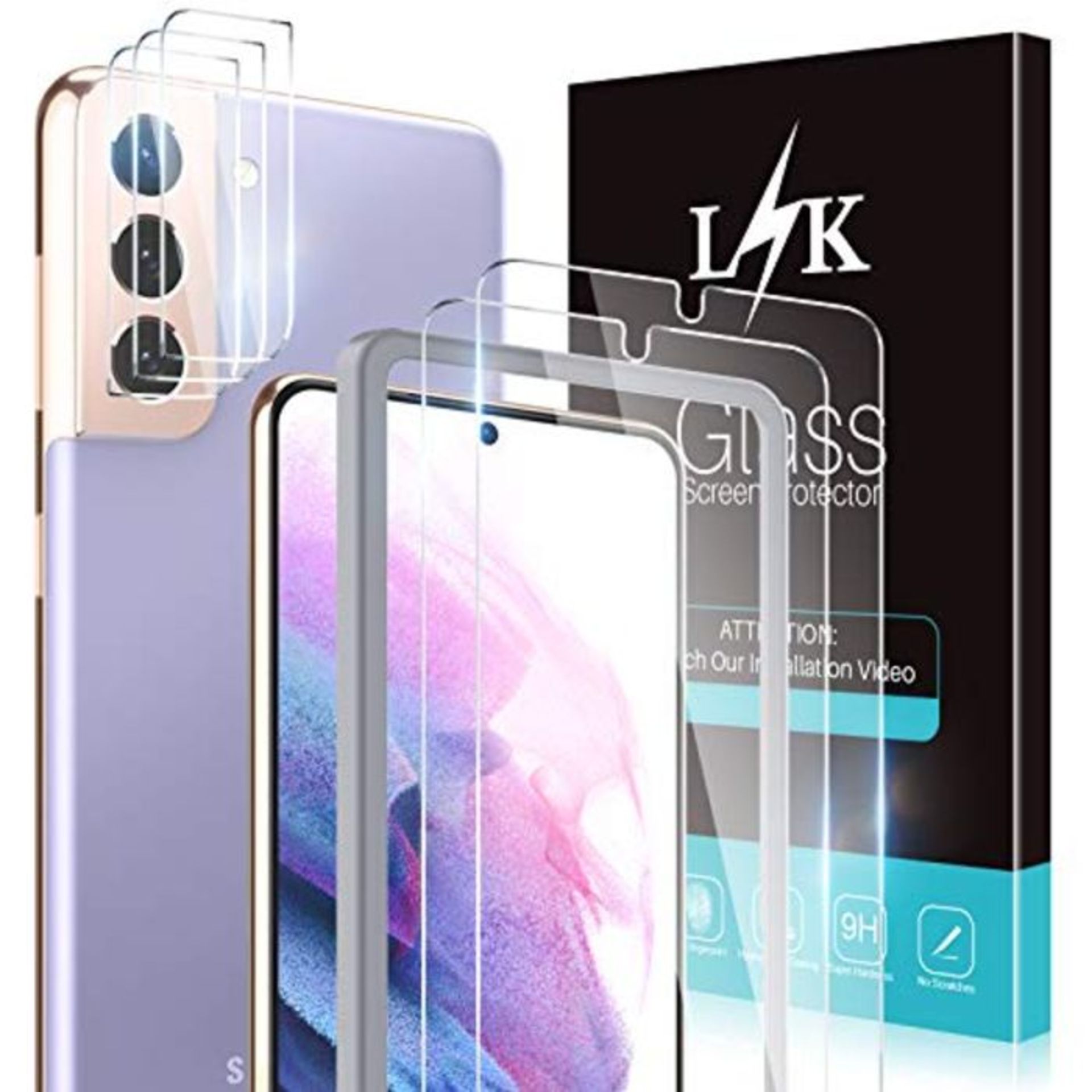 LßK 5 Pack Screen Protector for Samsung Galaxy S21 Plus 5G 6.7 inch with 2 Pa