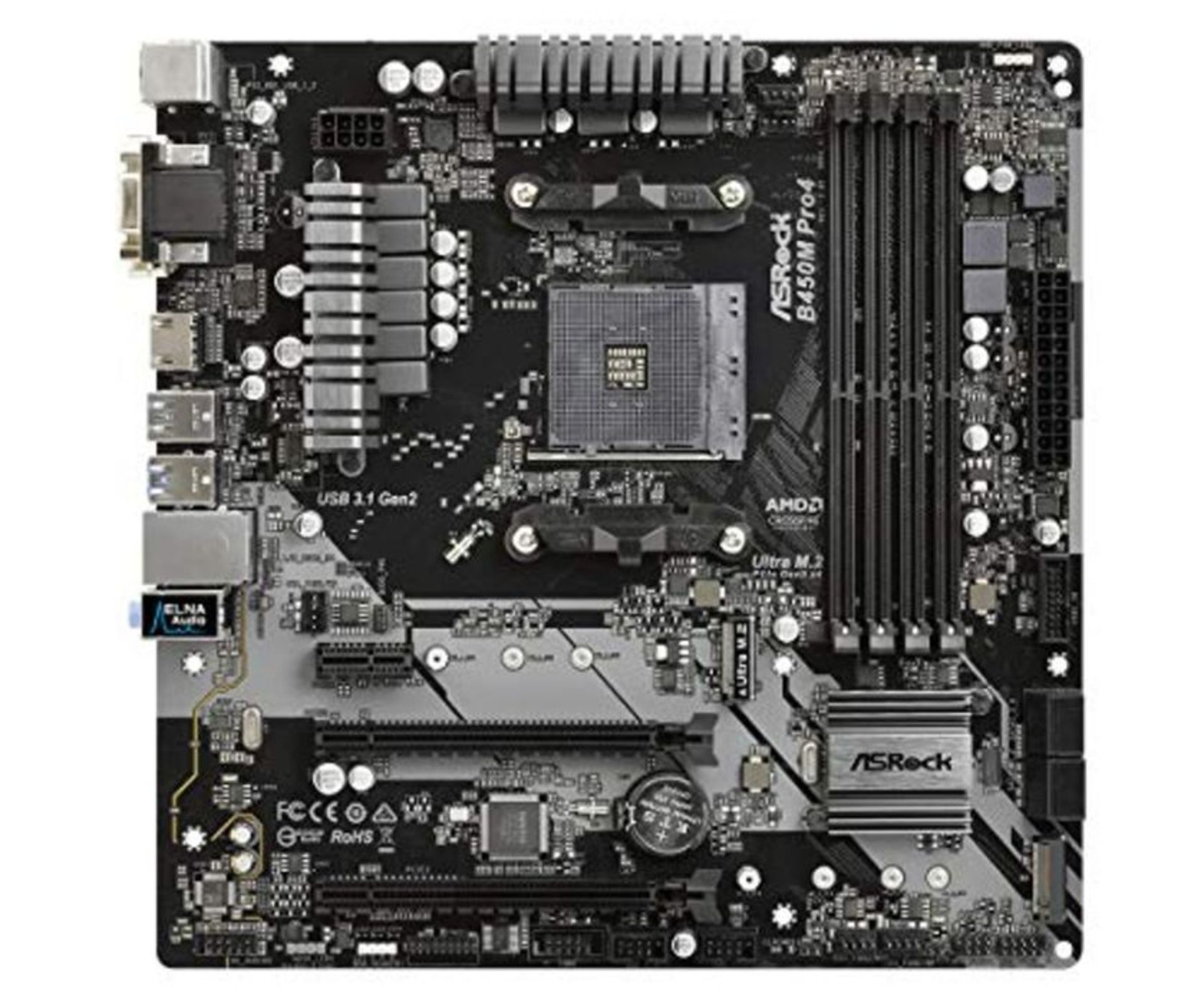 RRP £68.00 ASRock B450M Pro4 AM4 M-ATX D-Sub/HDMI/DVI DDR4 Retail - AMD Socket AM4 (Ryzen) - Micr