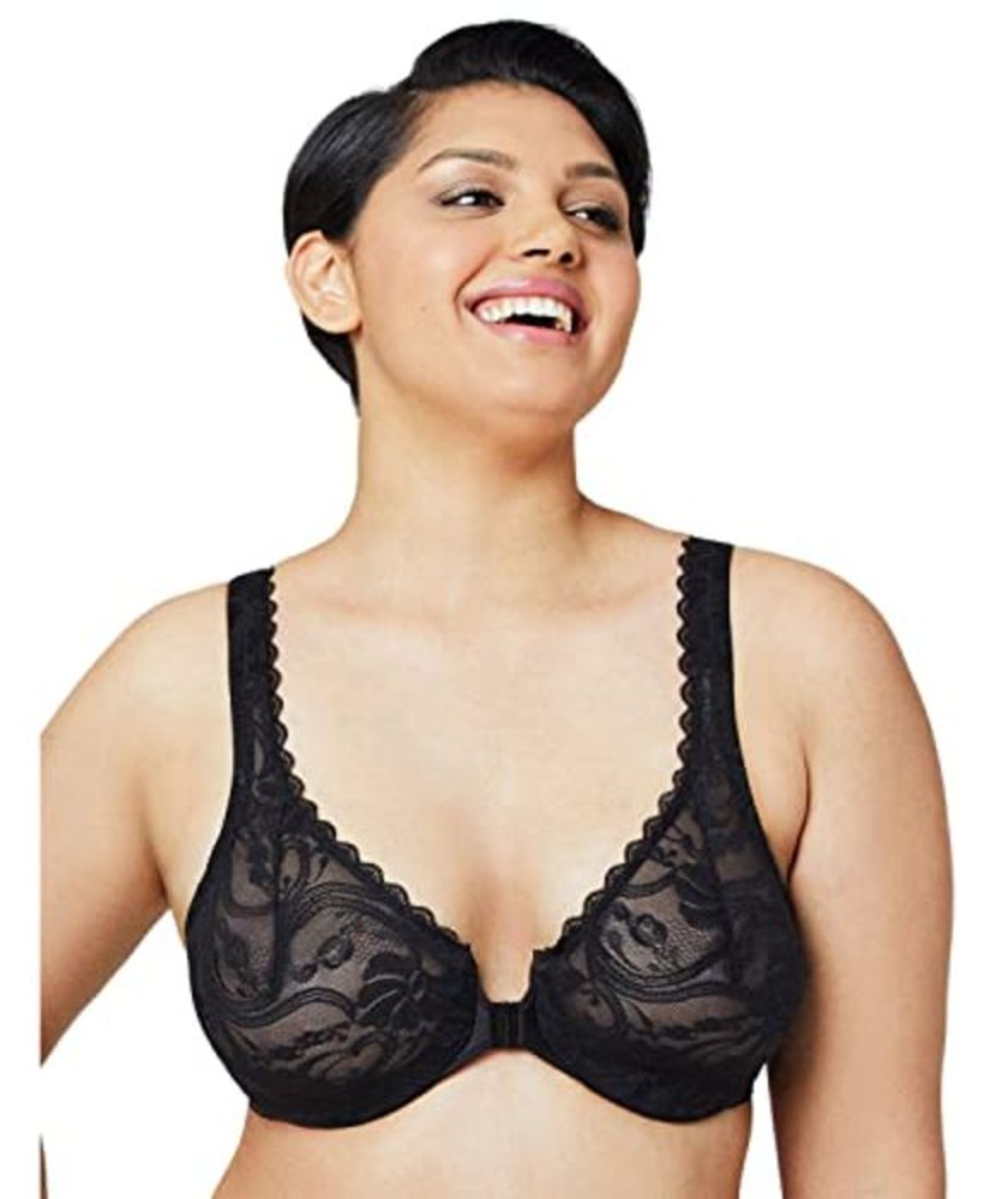 RRP £53.00 Glamorise Full Figure Plus Size Wonderwire Front-Close Stretch Lace Bra Underwire #924