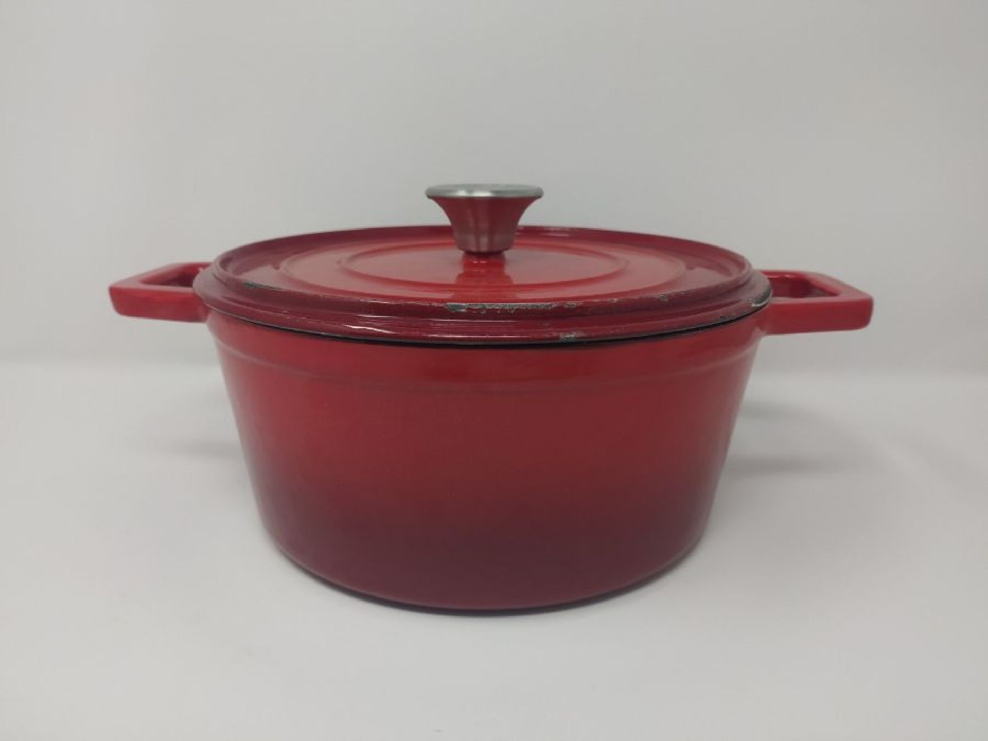 RRP £58.00 Roasting Dish Cast Iron Round Enamelled - Stewing Pot with Lid for Oven - Casserole Po - Image 3 of 3