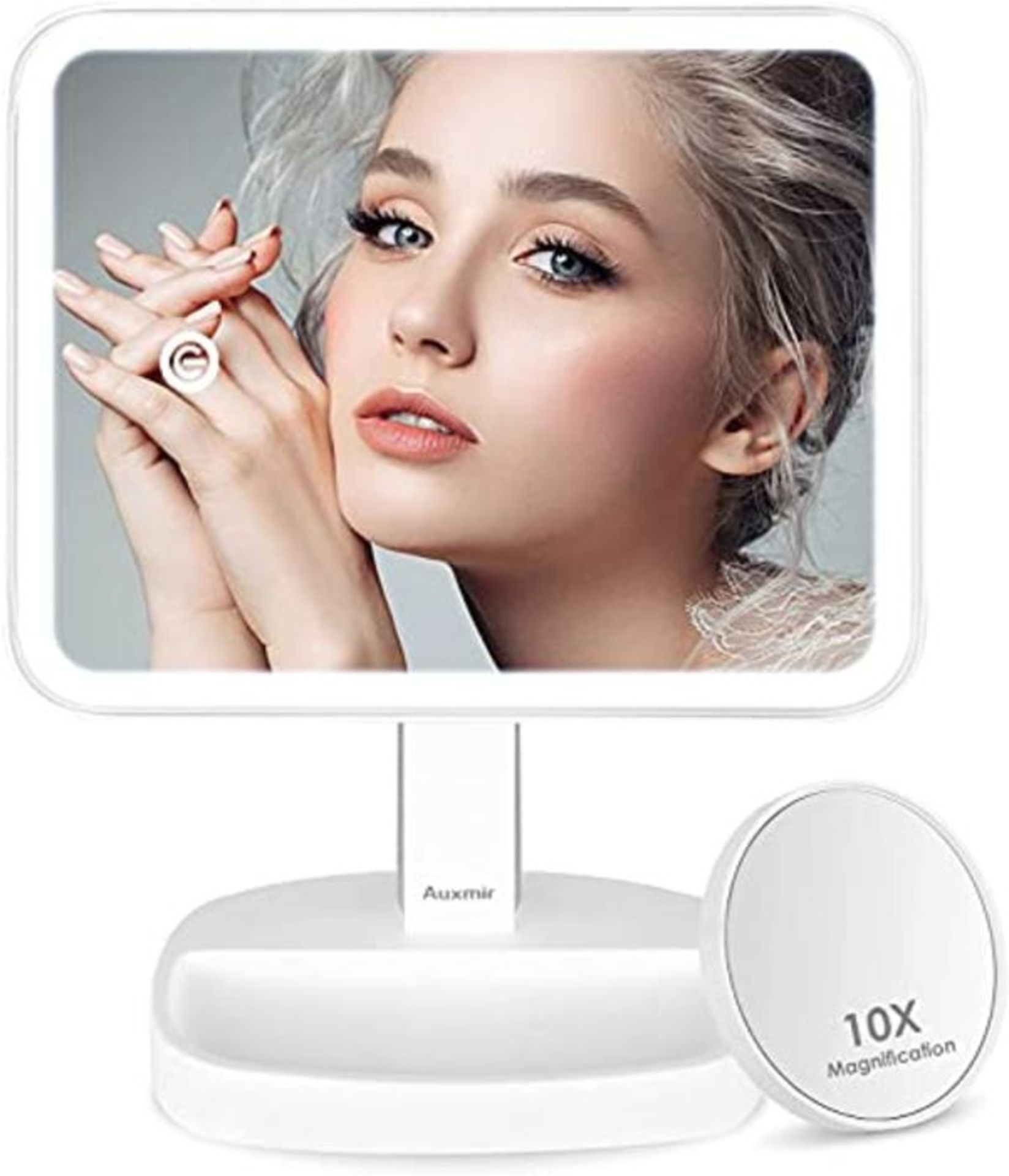 Auxmir Makeup Mirror with Light, LED Mirror with 10X Magnifying Spot Mirror, 180° Rot