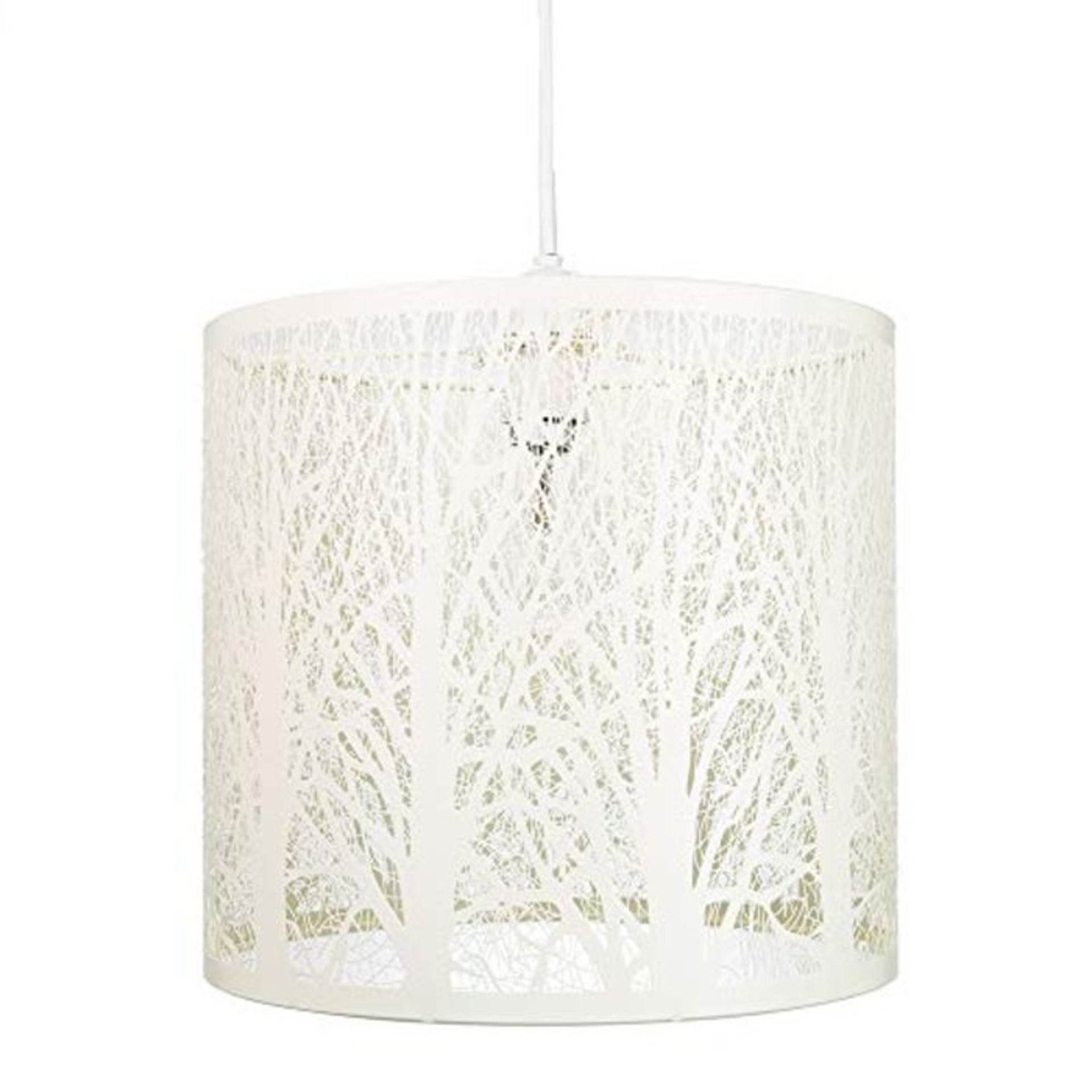 Unique and Beautiful Soft Cream Metal Forest Design Ceiling Pendant Shade When Lit The
