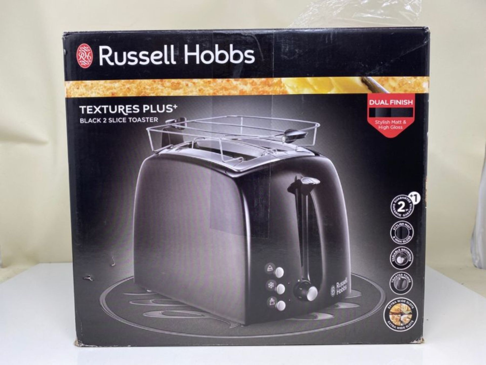 Russell Hobbs Toaster Textures +, 2 extra wide toast slots, bun attachment & integrate - Image 2 of 3