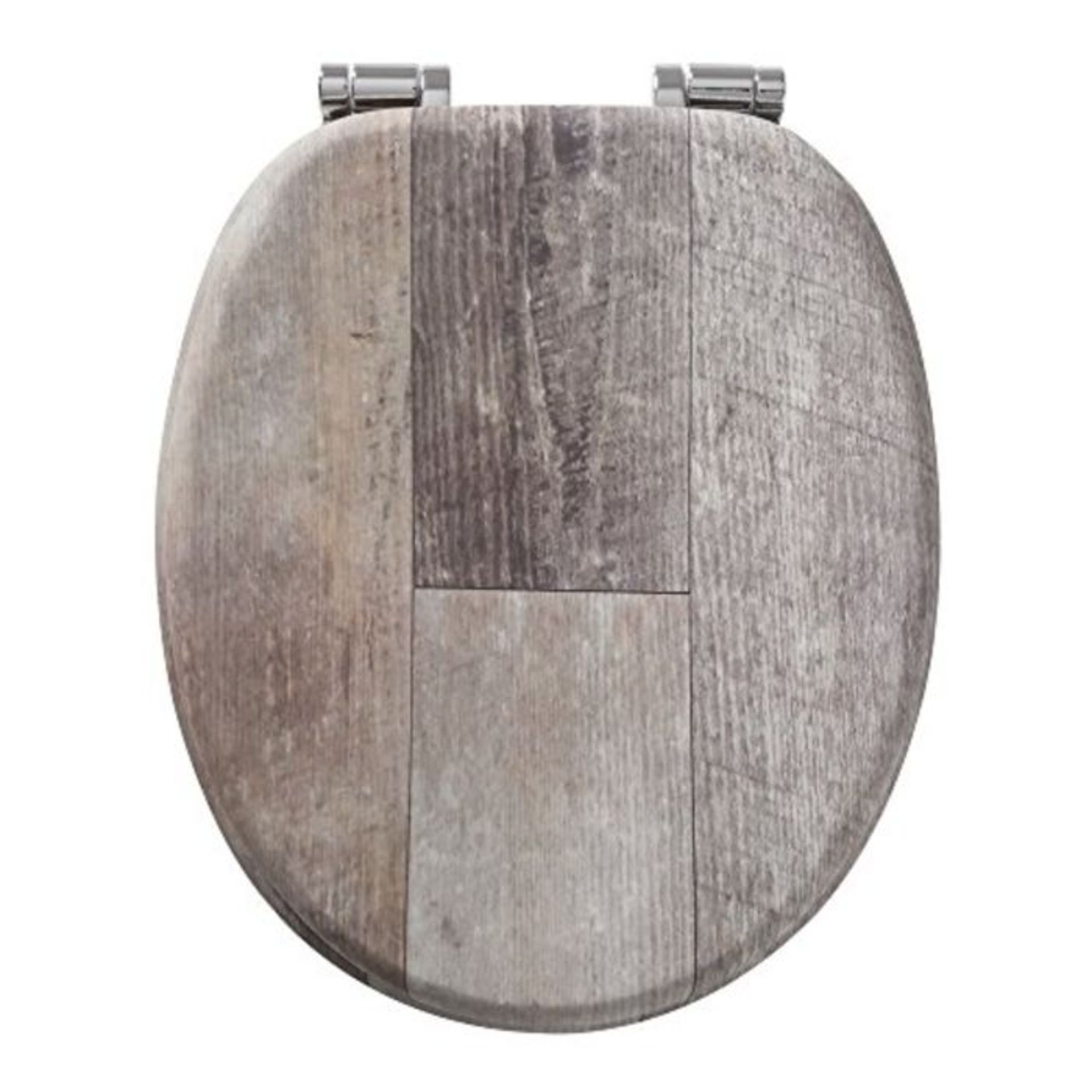 [CRACKED] Tiger Old Wood Toilet Seat, Stainless Steel, MDF, Rubber, Brown, 37.7 x 5.5