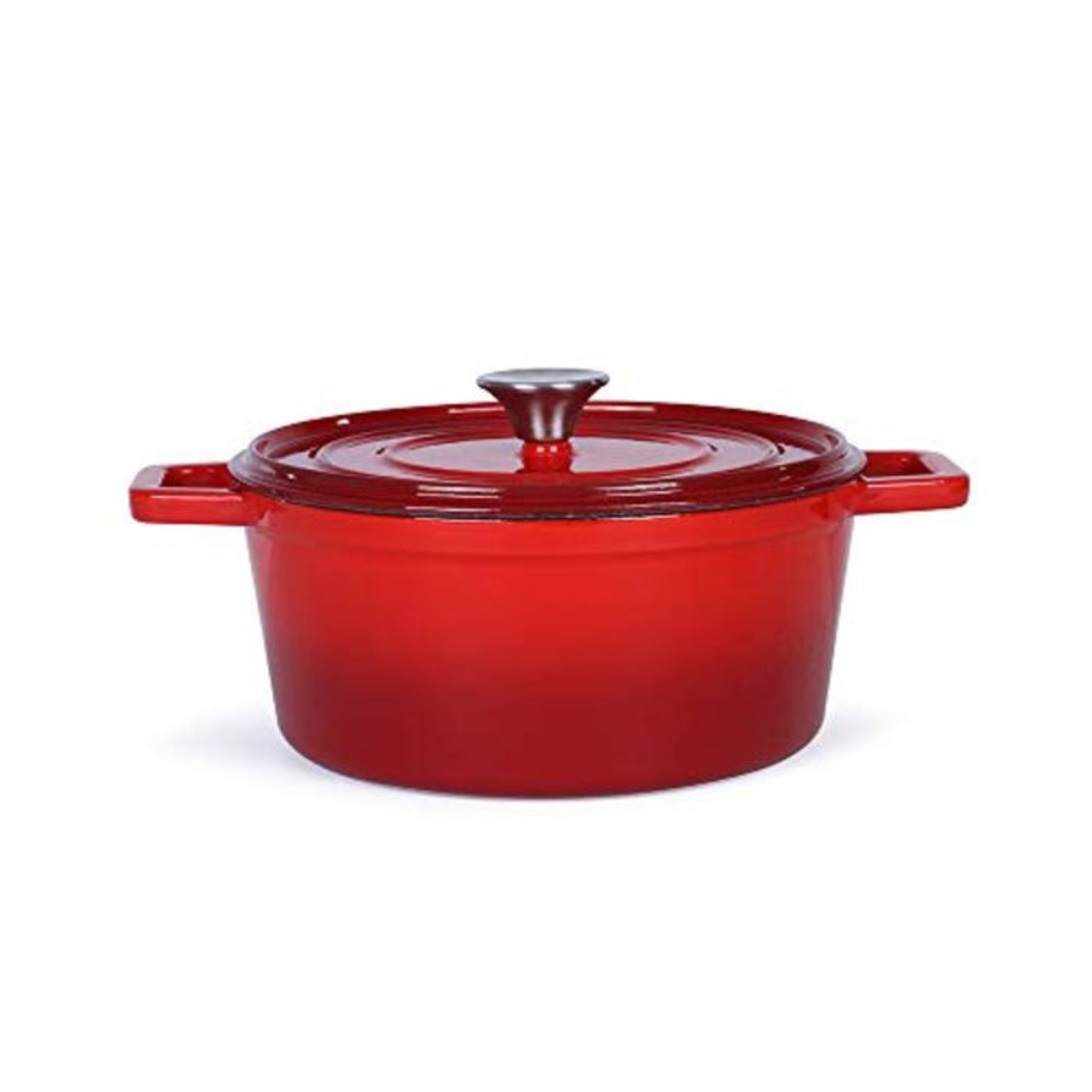 RRP £58.00 Roasting Dish Cast Iron Round Enamelled - Stewing Pot with Lid for Oven - Casserole Po