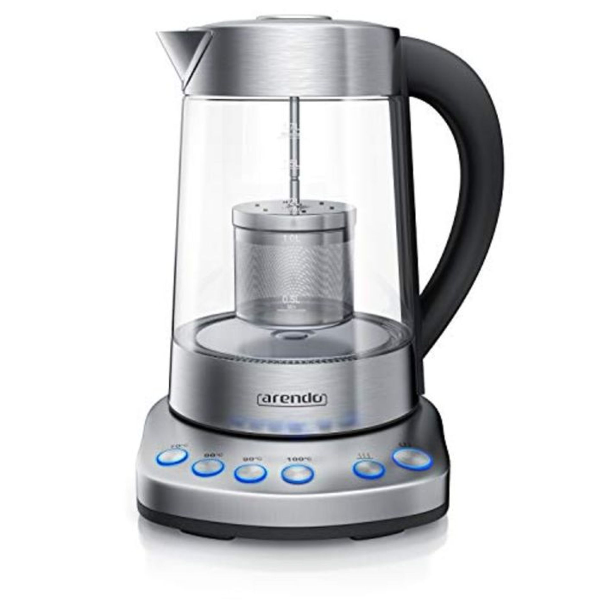 RRP £54.00 Arendo - Glass kettle with temperature setting and tea strainer - electric tea maker i