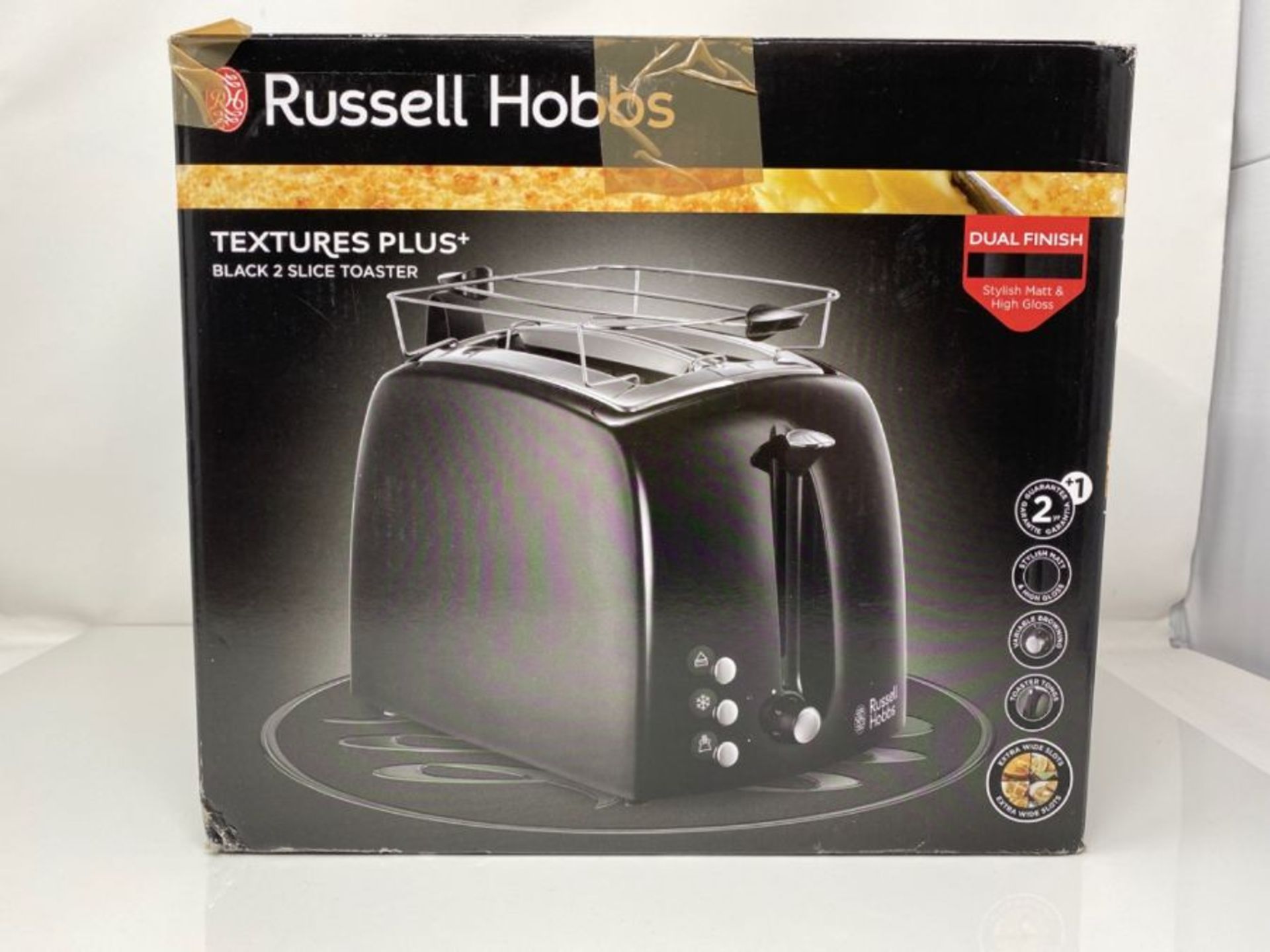 Russell Hobbs Toaster Textures +, 2 extra wide toast slots, bun attachment & integrate - Image 2 of 3