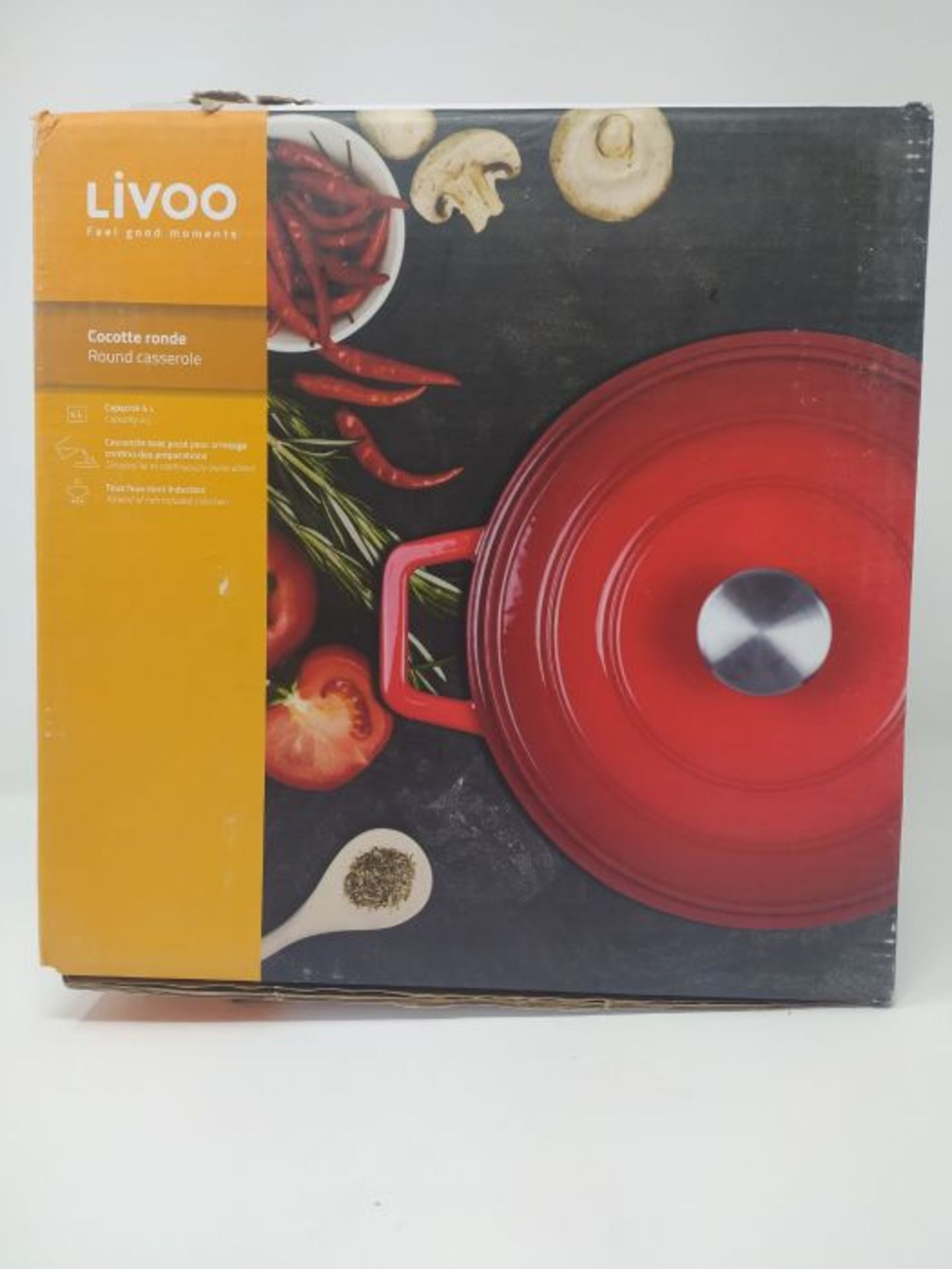 RRP £58.00 Roasting Dish Cast Iron Round Enamelled - Stewing Pot with Lid for Oven - Casserole Po - Image 2 of 3