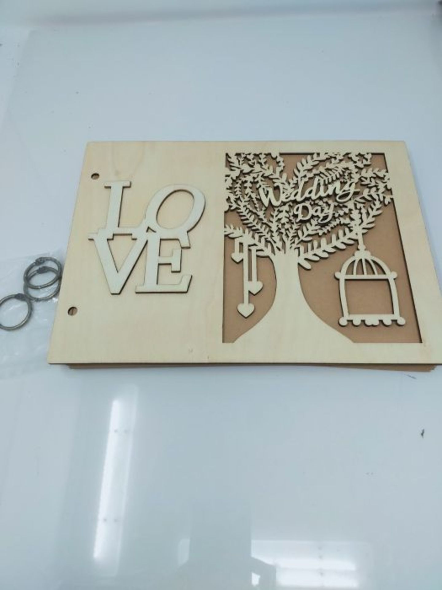 Guest Book Wedding Kraft Hardcover with Lace Decoration, 28 x 20 cm Wedding Book Birth - Image 2 of 2