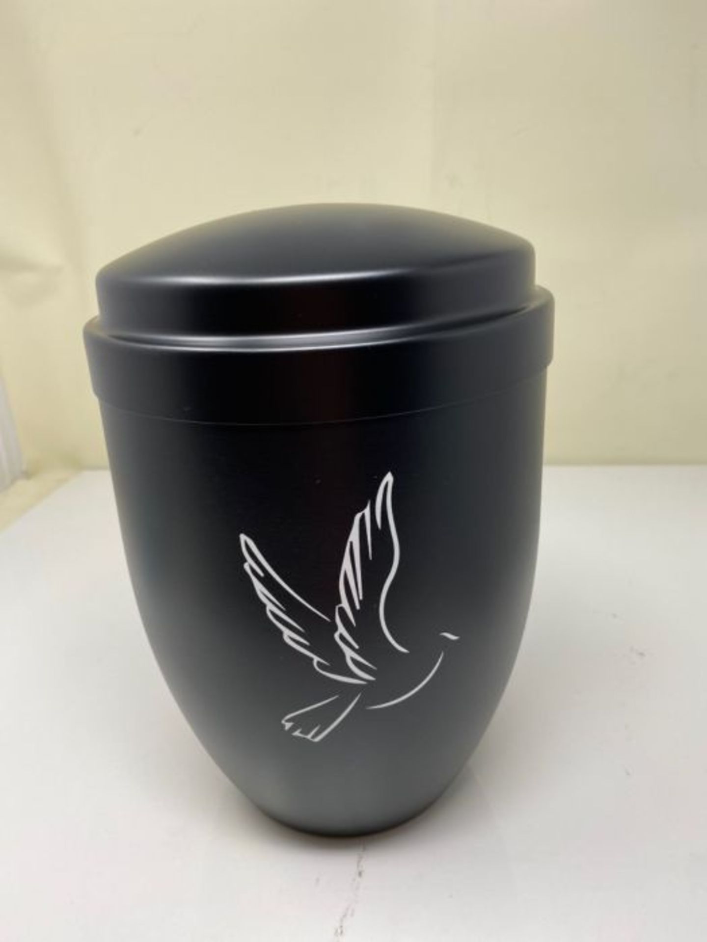 PrimeMatik - Keepsake urn for funeral ashes Memorial cremation black metal vessel 160x - Image 2 of 2