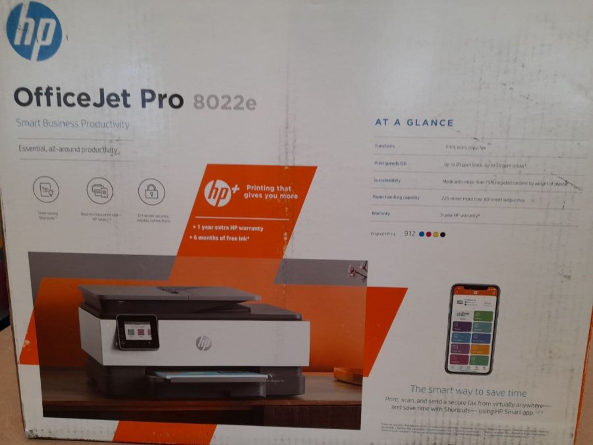 RRP £151.00 HP OfficeJet Pro 8022e Multifunction Printer (HP Instant Ink, A4, Printer, Scanner, Co - Image 2 of 3