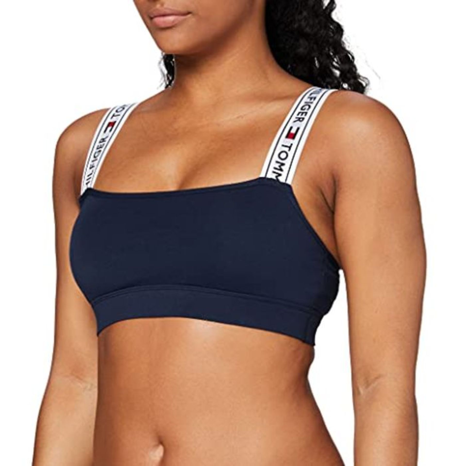 Tommy Hilfiger - Women Logo Tape Strap Bralette - Blue - 90% Cotton, 10% Elastane - Co