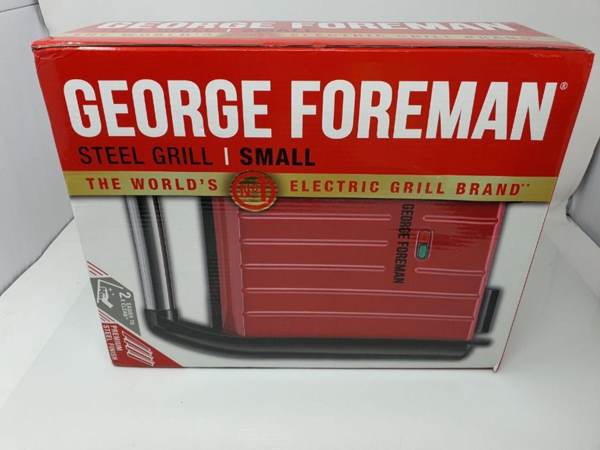 George Foreman 25030-56 Fitnessgrill Steel Compact, Kontaktgrill, Panini- und Sandwich