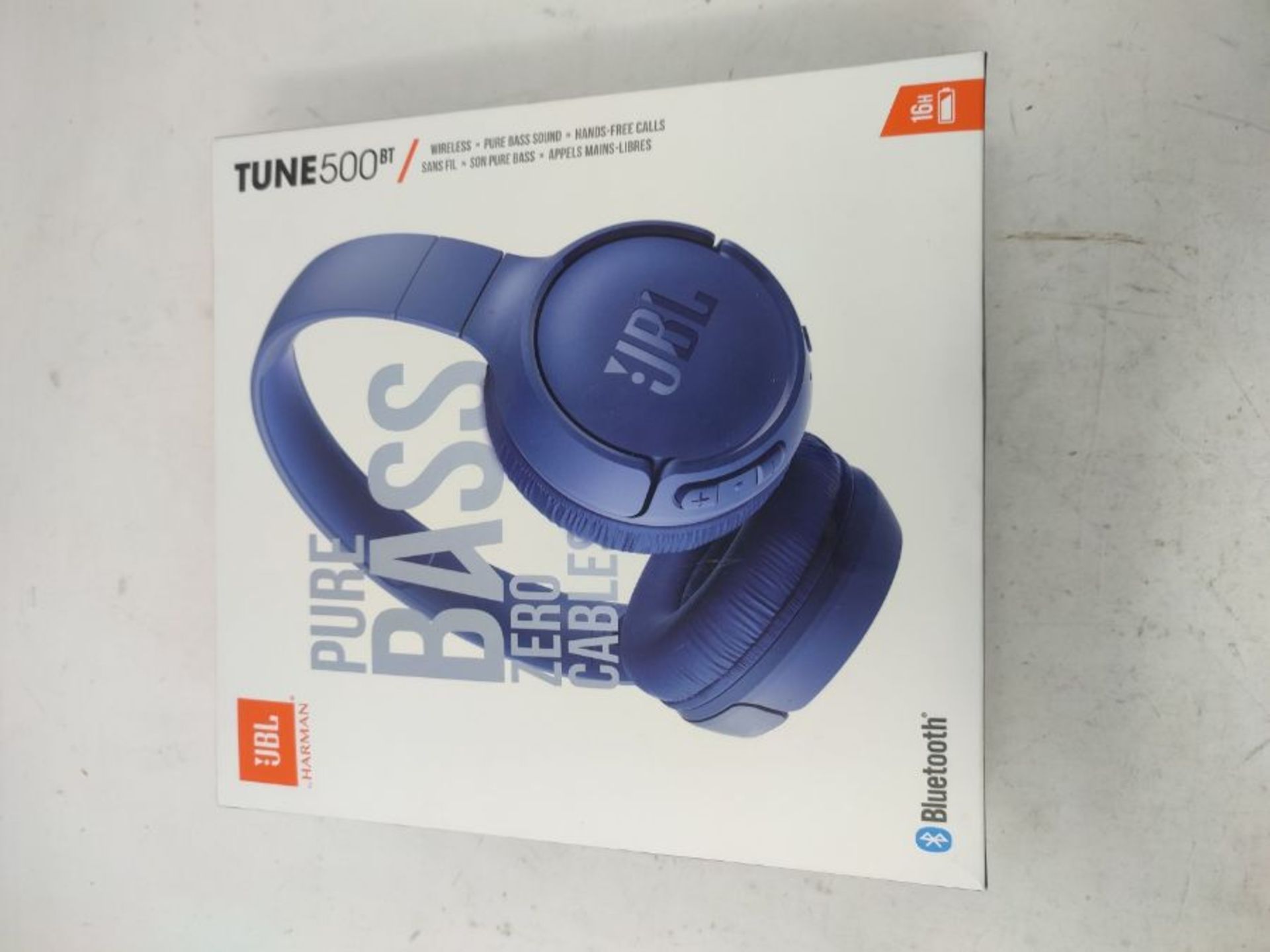 JBL T500BT in Blue - Over Ear Bluetooth Wireless Headphones with Pure Bass Sound - Hea - Image 2 of 3