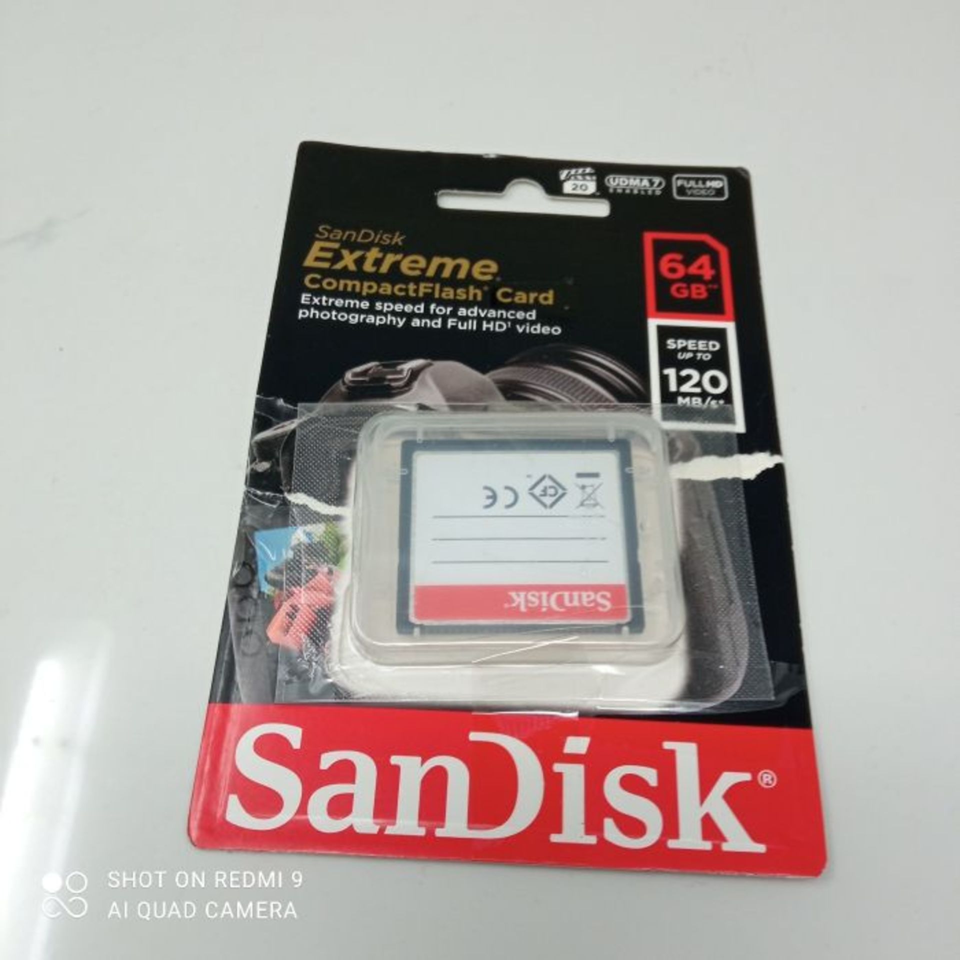 SanDisk Extreme 64 GB UDMA7 CompactFlash Card - Black/Gold - Image 2 of 2