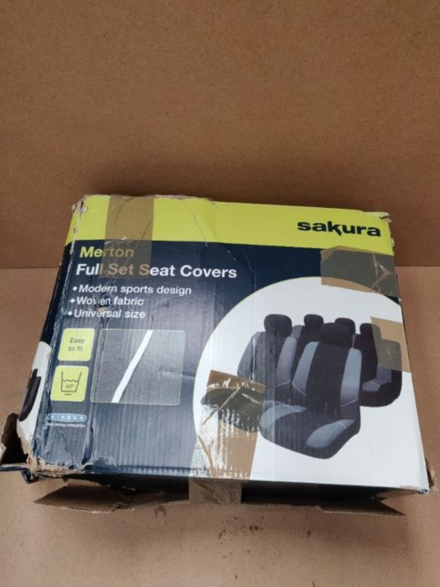 Sakura 'Merton' Black/Grey Seat And Headrest Covers BY0802 - Full Set Universal Fit El - Image 2 of 3