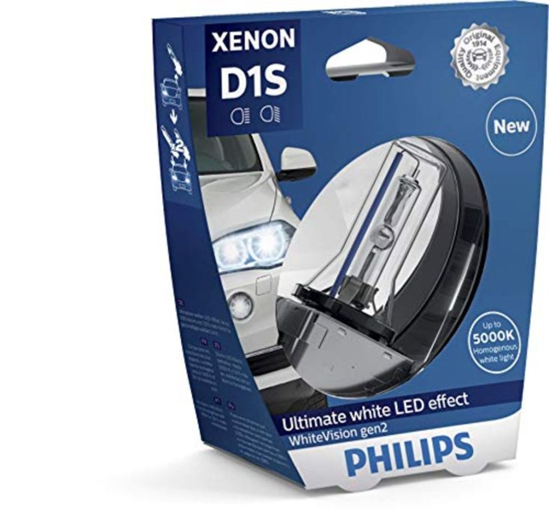 RRP £65.00 Philips 85415WHV2S1 WhiteVision gen2 Xenon headlight bulb D1S, single blister