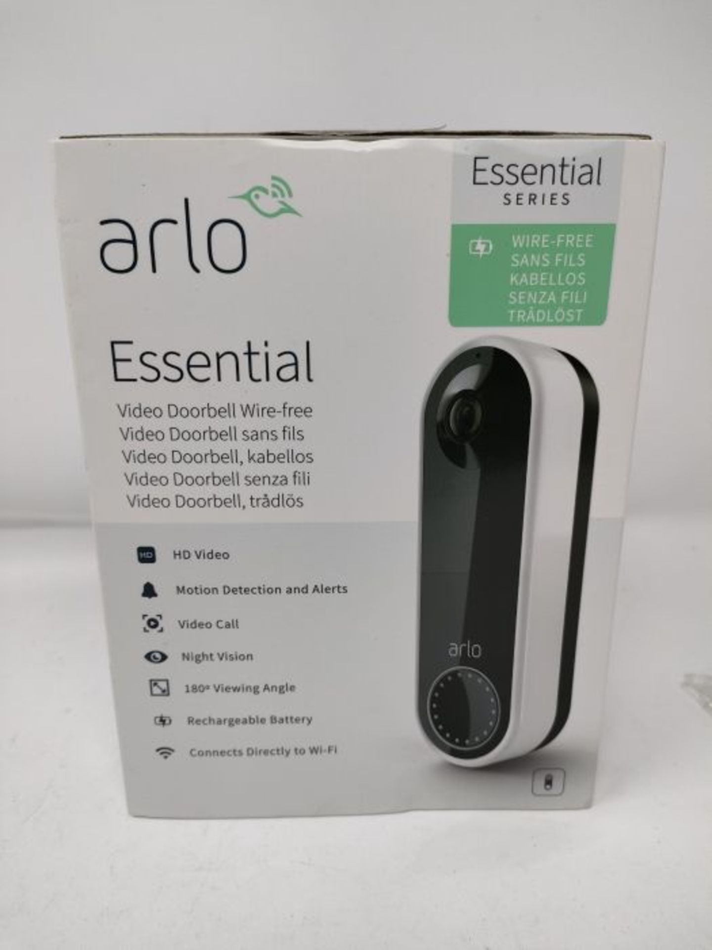 RRP £136.00 Arlo Essential Wireless Video Doorbell Camera, 1080p HD Security camera, WiFi, 2 Way A - Image 2 of 3