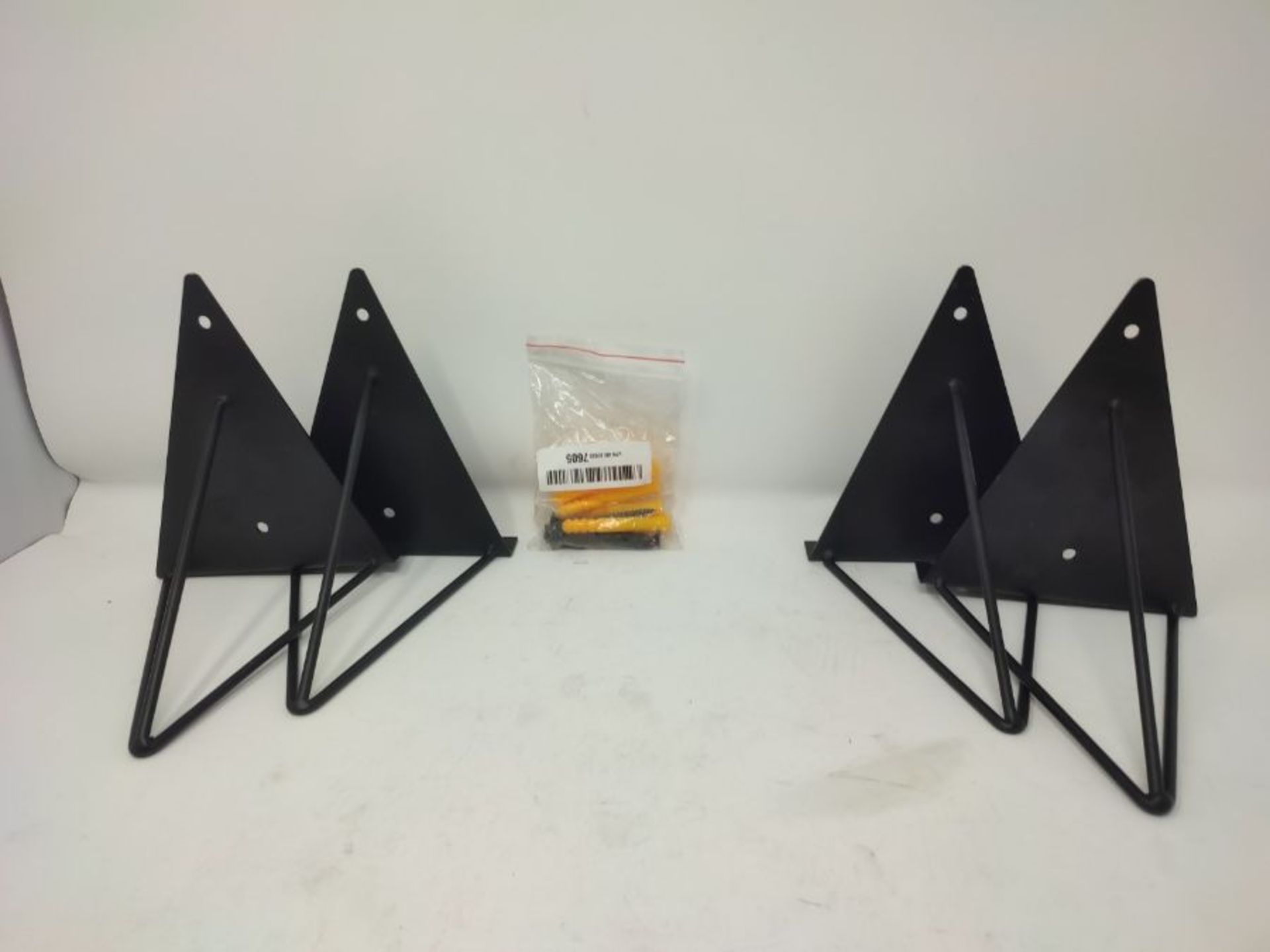 Black Hairpin Triangle Shelf Brackets, Geometric Prism Metal Shelf Brackets, Mid Centu - Image 2 of 2