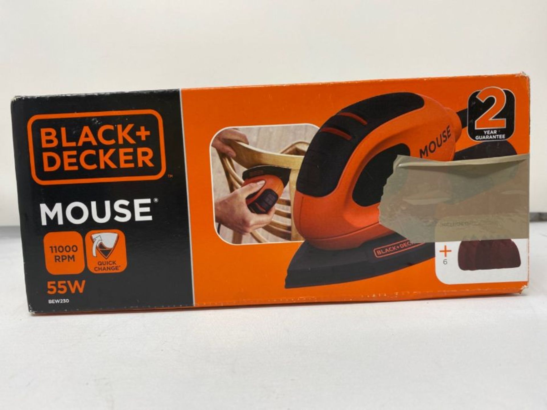 BLACK+DECKER 55 W Detail Mouse Electric Sander with 6 Sanding Sheets, BEW230-GB - Image 2 of 3