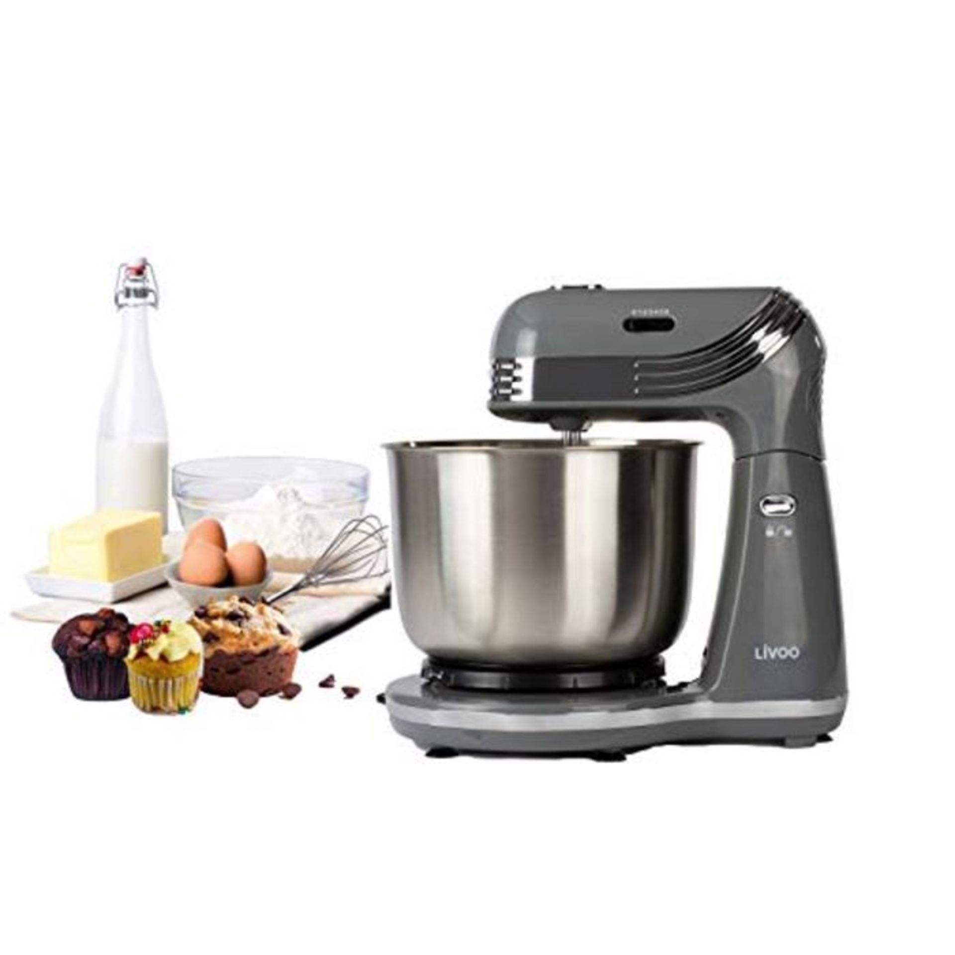 RRP £65.00 Mixing Machine with Stainless Steel Mixing Bowl, 3 Litres, Kneading Machine Including