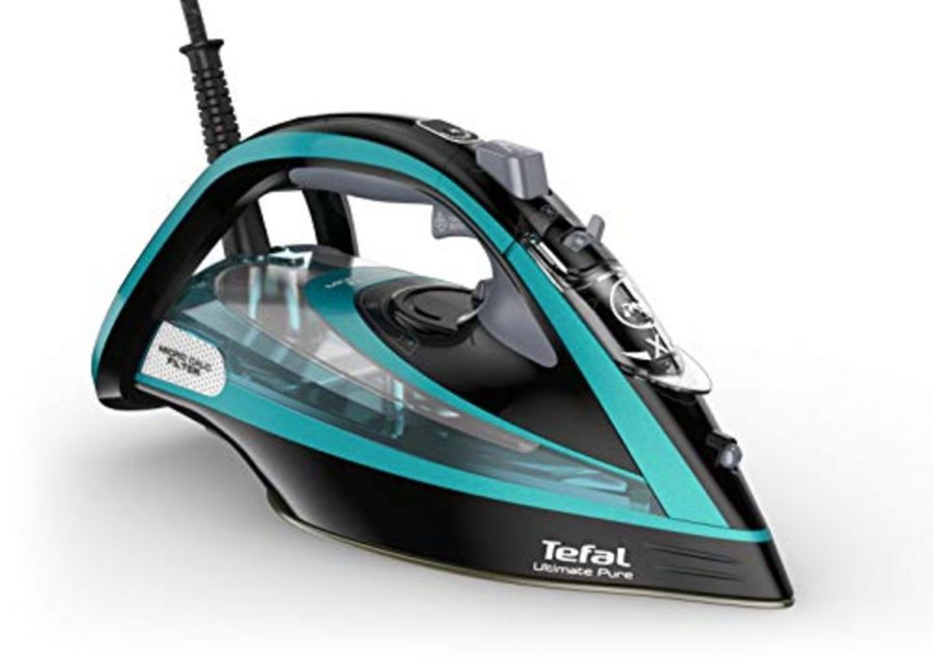 RRP £199.00 Tefal Ultimate Pure FV9844 Iron Dry and steam iron Durilium Autoclean soleBlack,Blue 3
