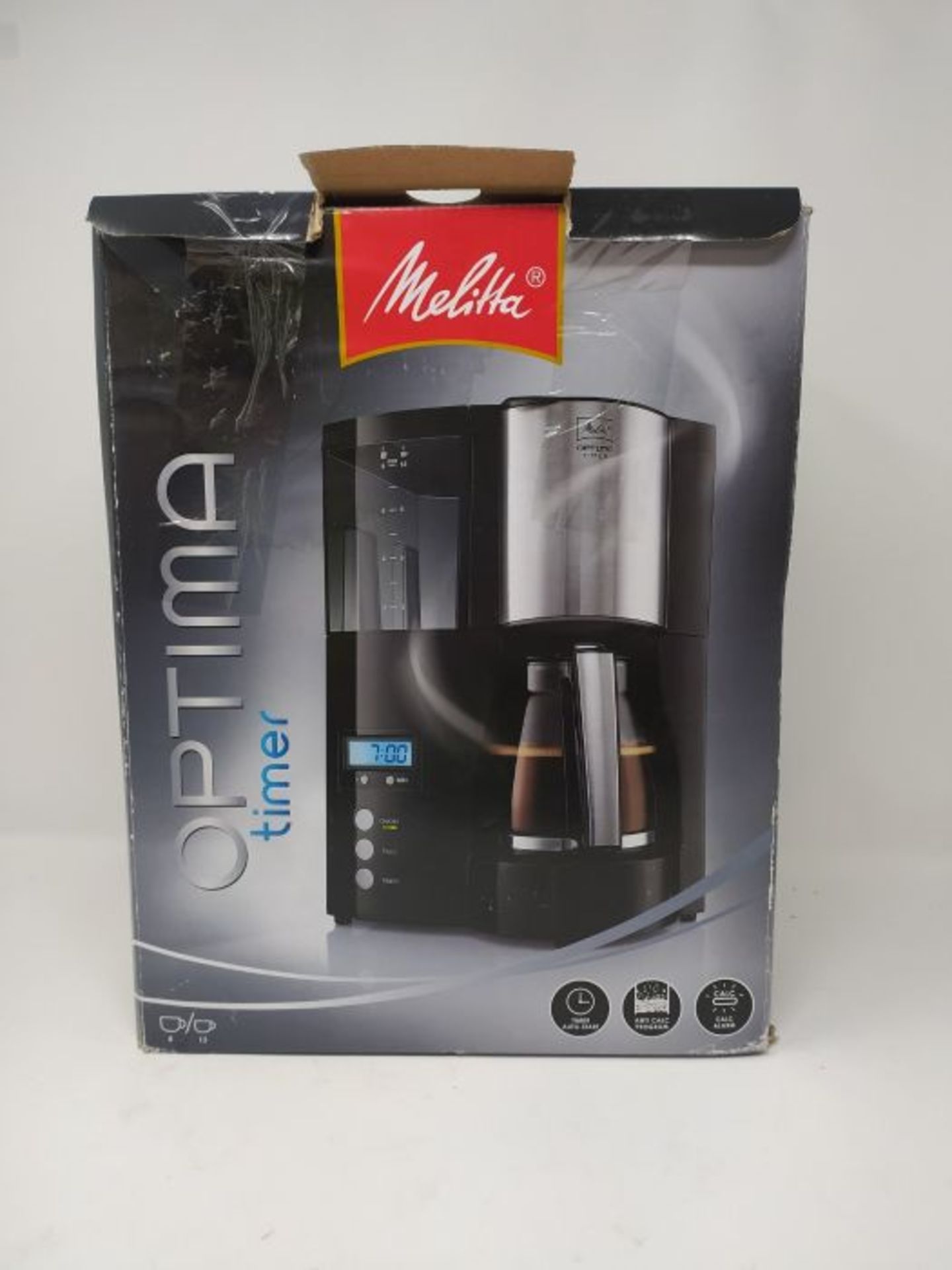 RRP £56.00 Melitta Filter Coffee Maker with Glass Pourer, Hot Hold and Timer Function, Optima Tim - Image 2 of 3