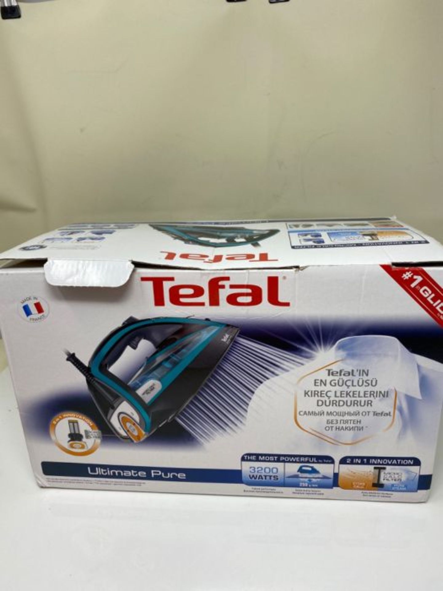 RRP £199.00 Tefal Ultimate Pure FV9844 Iron Dry and steam iron Durilium Autoclean soleBlack,Blue 3 - Image 2 of 3