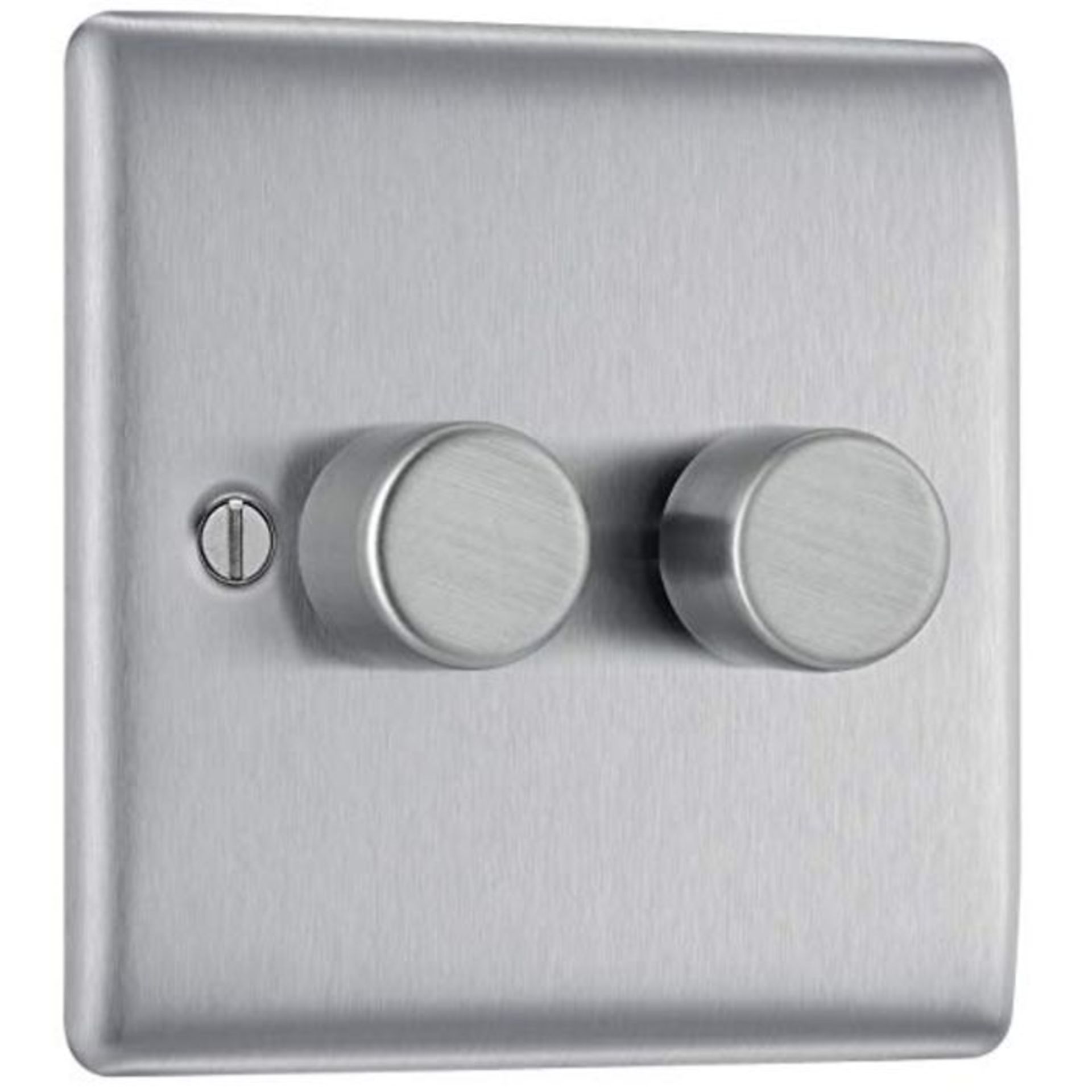 BG Electrical NBS82P-01 Double Dimmer Light Switch, Brushed Steel, 2-Way, 400 Watts