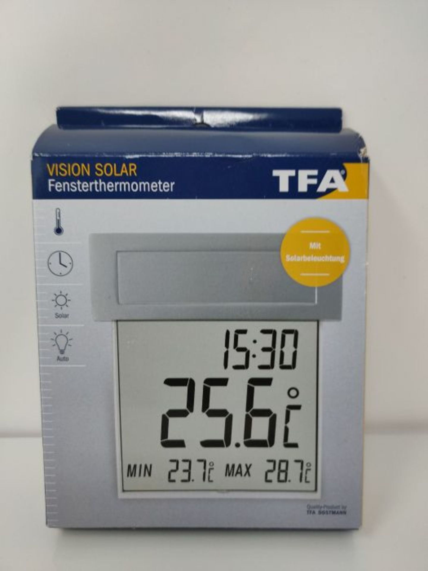 TFA Dostmann Vision Solar digitales Fensterthermometer, 30.1035, großes Display mit A - Image 2 of 3
