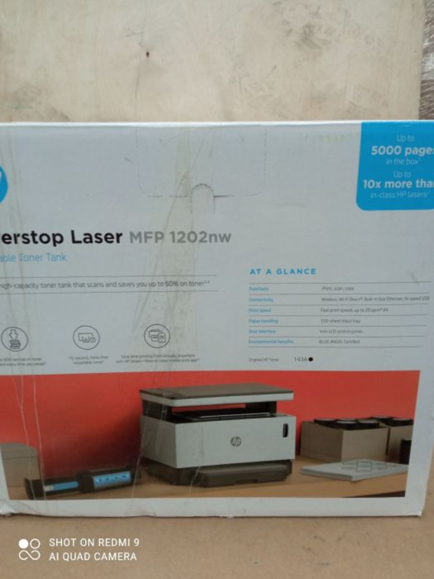 RRP £302.00 HP Neverstop Laser Printer 1202nw MFP with 5,000 Pages of Toner Inbox - Image 2 of 3