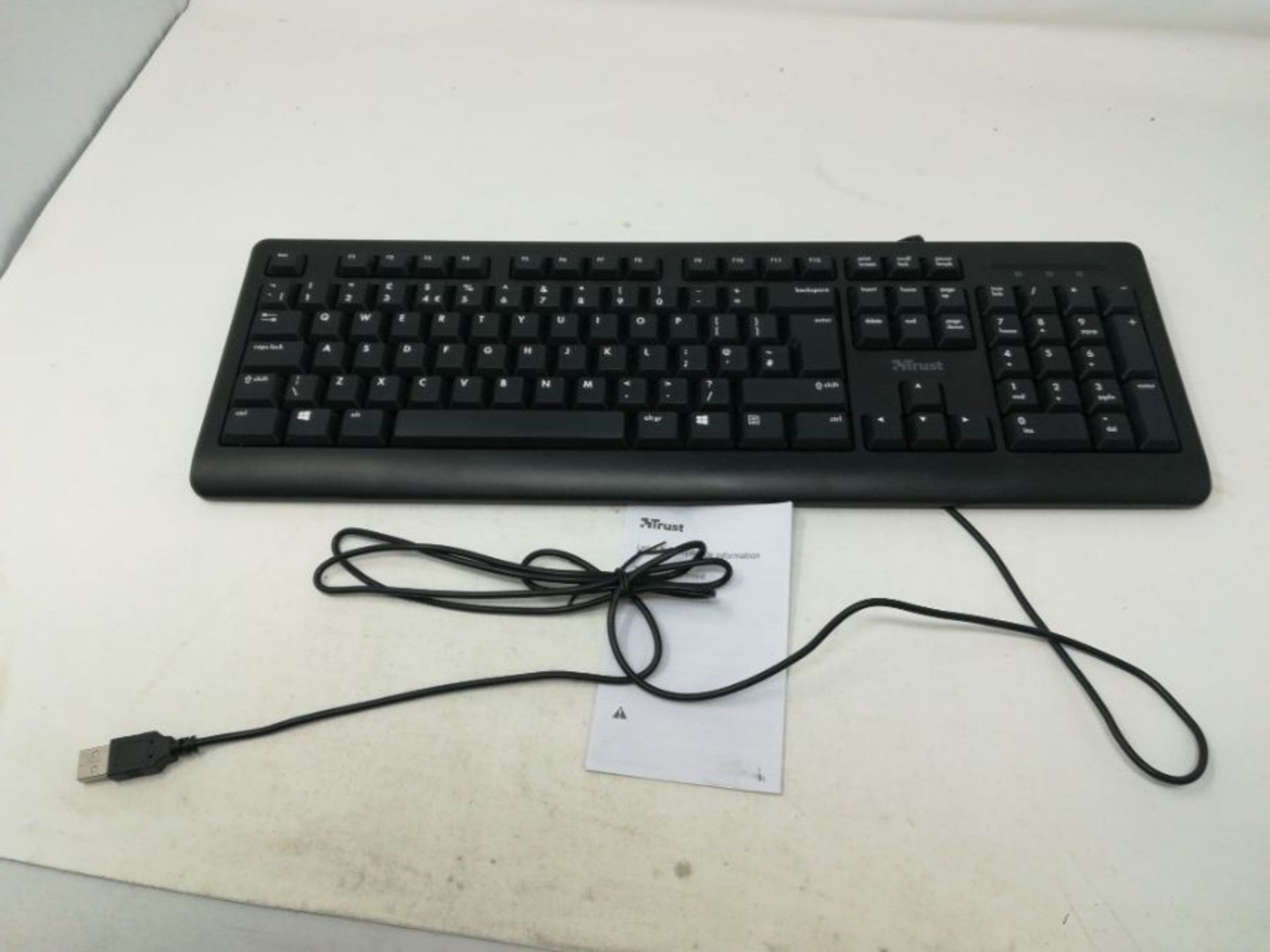 Trust Taro Wired Keyboard - Qwerty UK Layout, Quiet Keys, Full-Size Keyboard, Spill-Re - Image 2 of 2