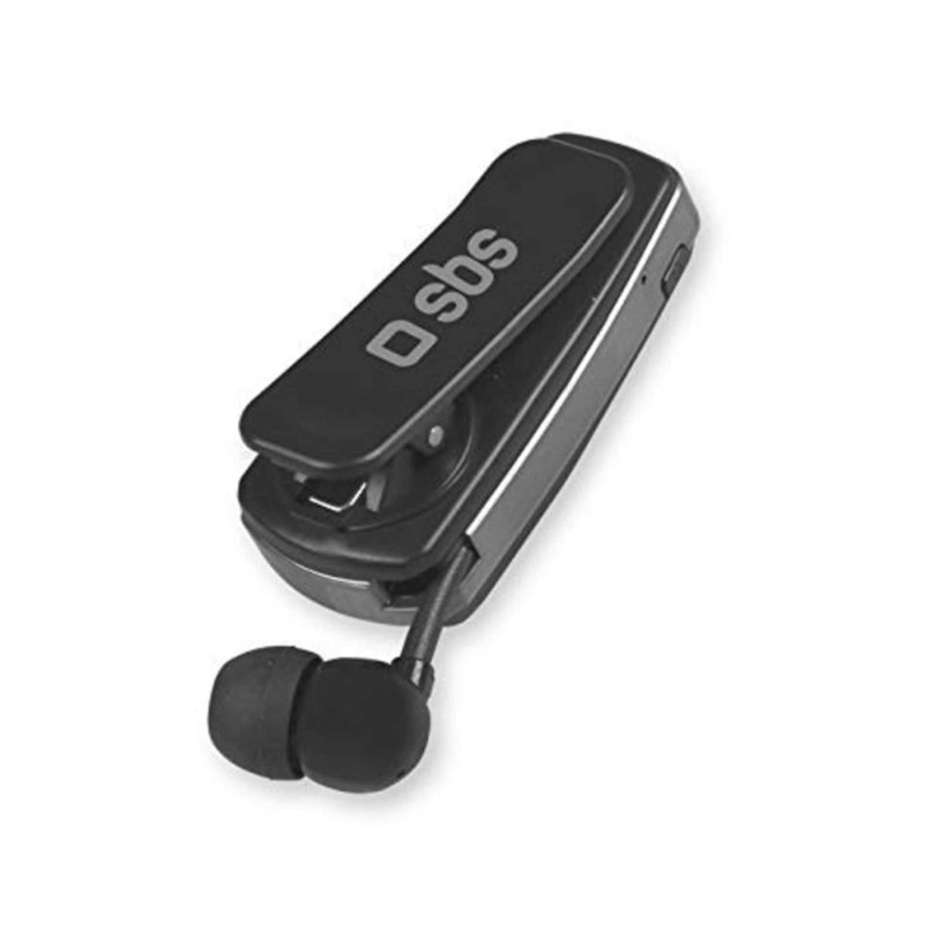 SBS Bluetooth Headset with Clip and Roll-up Wire Multipoint Technology to connect 2 de