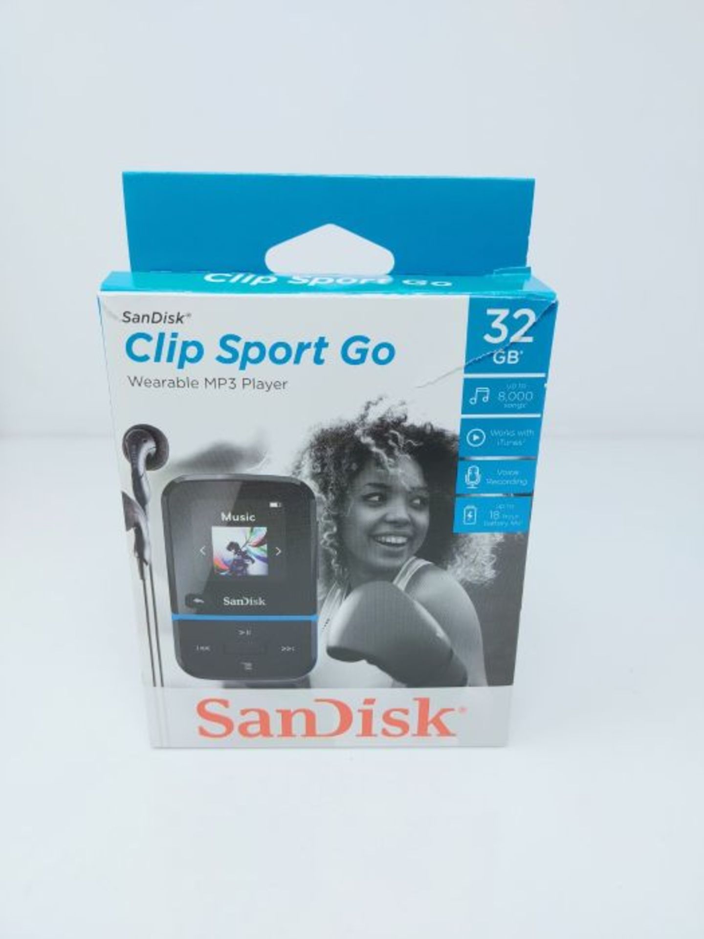 RRP £51.00 SanDisk Clip Sport Go 32GB MP3 Player - Blue - Image 2 of 3