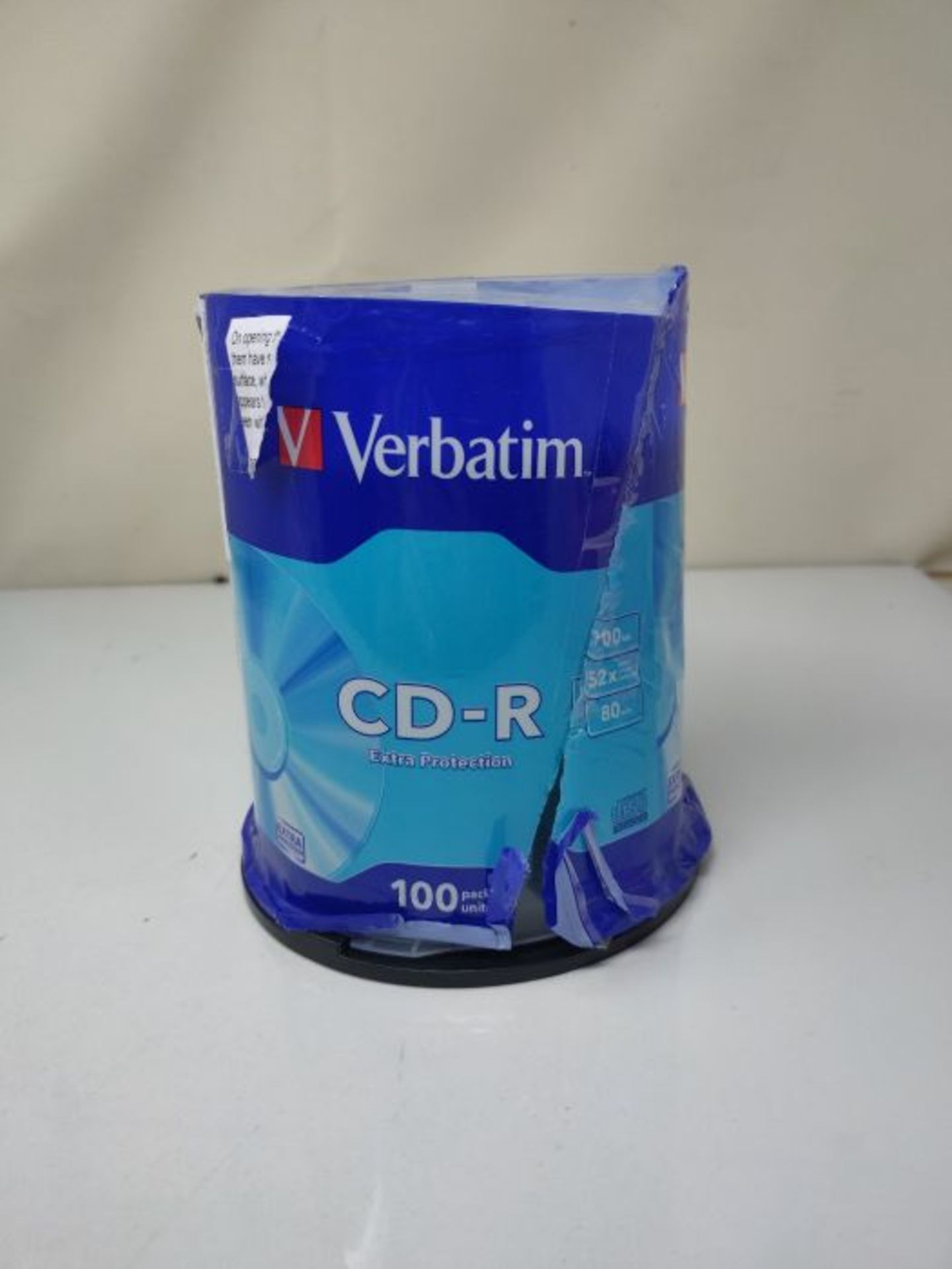 Verbatim 43411 700MB 52x Extra Protection CD-R - 100 Pack Spindle - Image 2 of 3