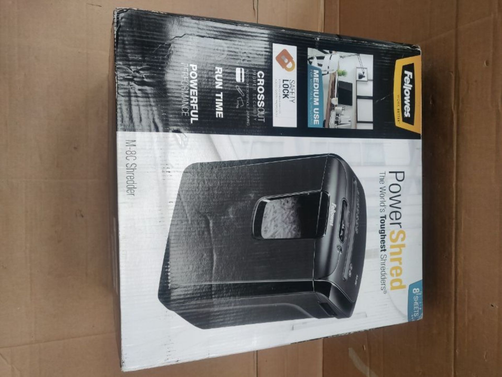 RRP £54.00 Fellowes Powershred M-8C 8 Sheet Cross Cut Personal Shredder with Safety Lock - Image 2 of 3