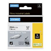 DYMO Rhino Industrial Heat Shrink Label Tubes, 24 mm x 1.5 m, Black Print on White, Se