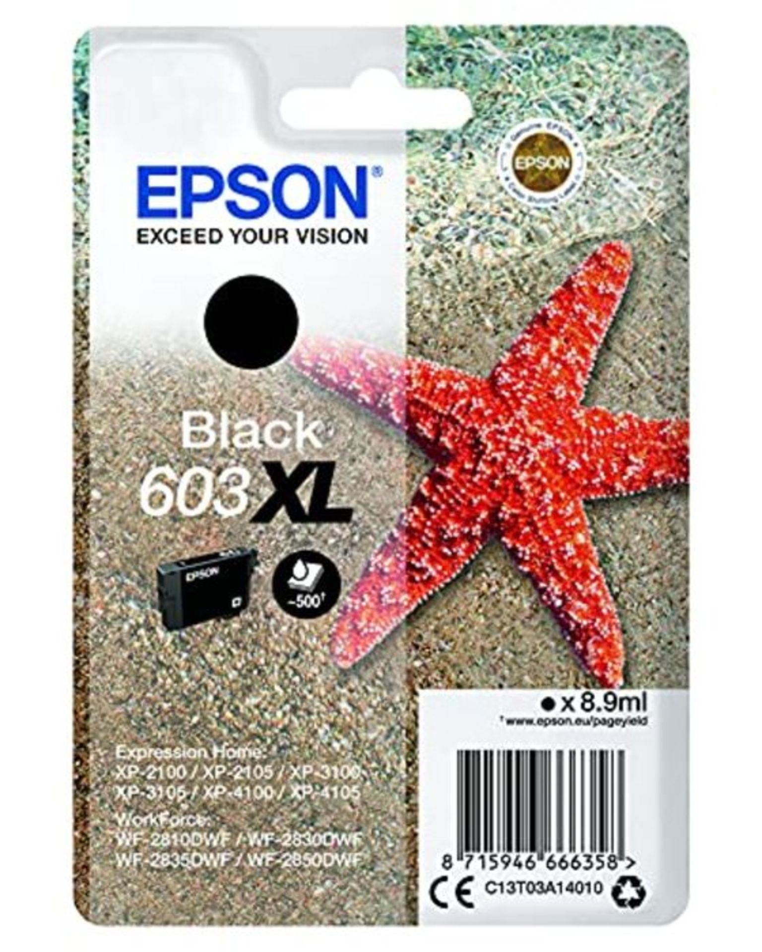 Epson 603XL Black Starfish High Yield Genuine, Ink Cartridge, Amazon Dash Replenishmen